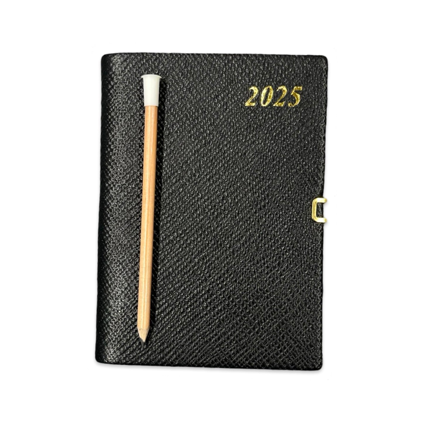 2025 D742LJC | Crossgrain Leather Calendar Book | One Week Per Opening | Pencil with Gold Clasp | 4" x 2.5" | Year 2025