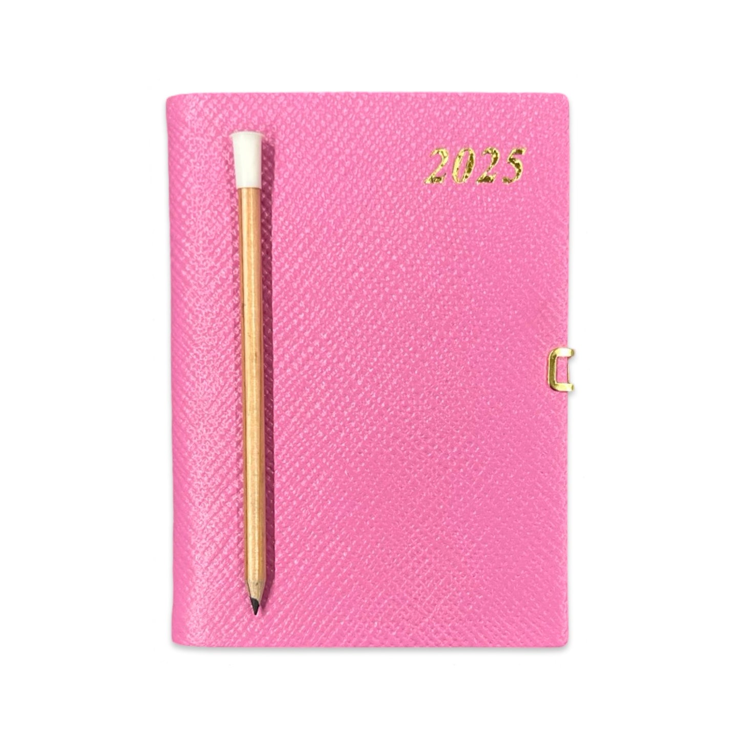 2025 D742LJC | Crossgrain Leather Calendar Book | One Week Per Opening | Pencil with Gold Clasp | 4" x 2.5" | Year 2025