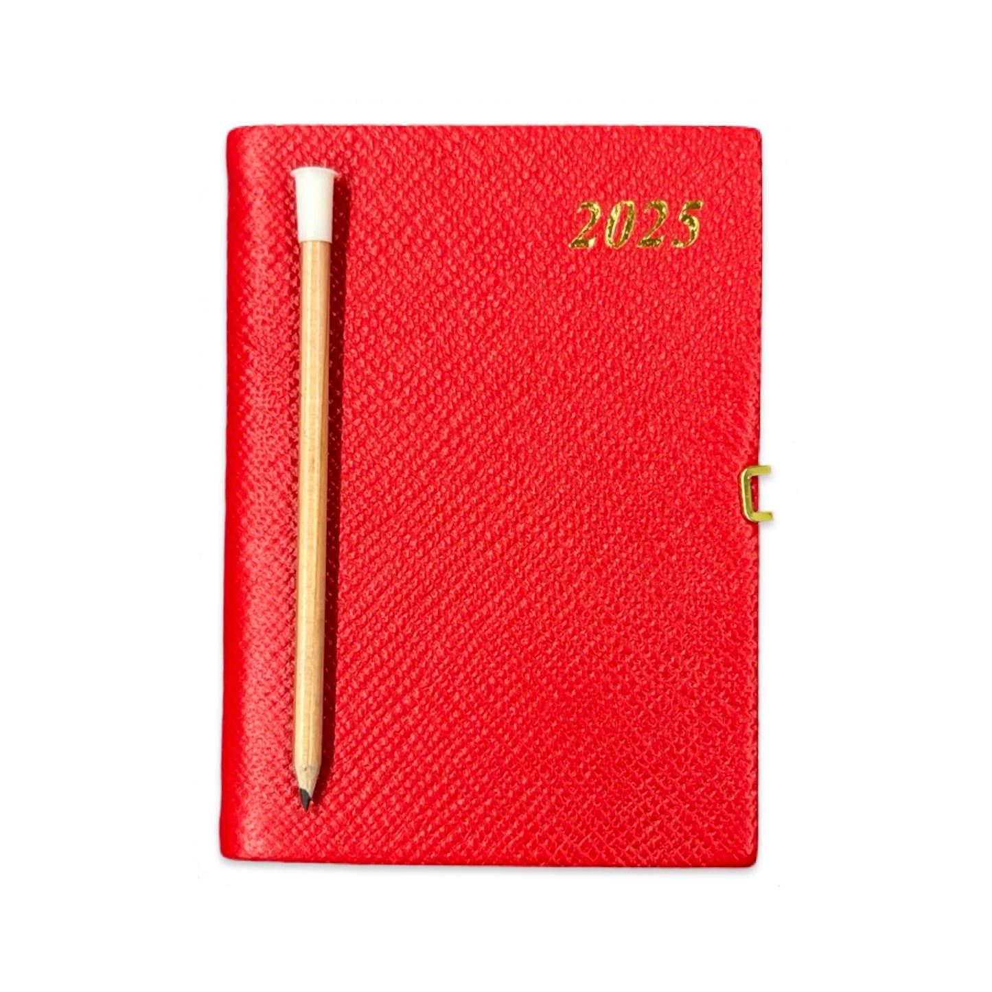 2025 D742LJC | Crossgrain Leather Calendar Book | One Week Per Opening | Pencil with Gold Clasp | 4" x 2.5" | Year 2025