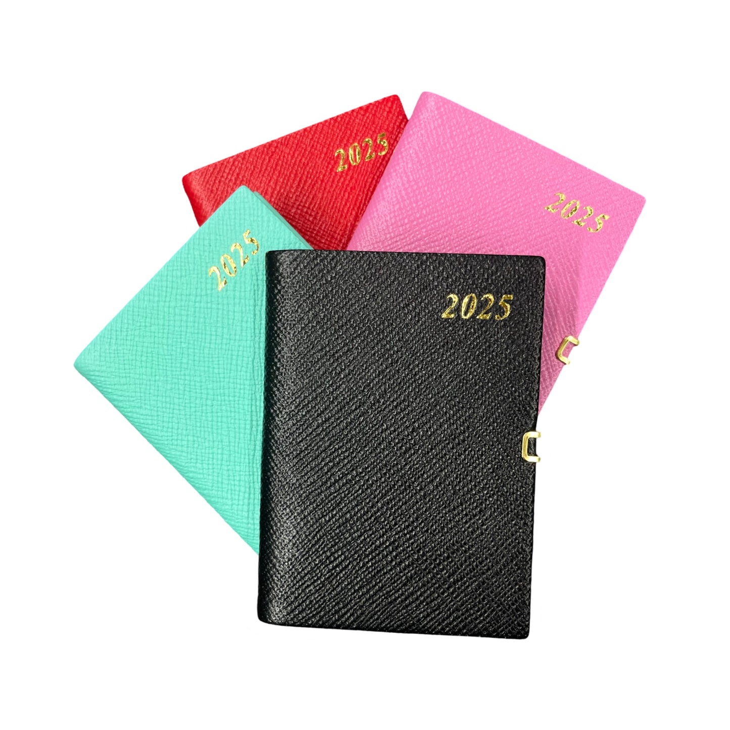 2025 D742LJC | Crossgrain Leather Calendar Book | One Week Per Opening | Pencil with Gold Clasp | 4" x 2.5" | Year 2025