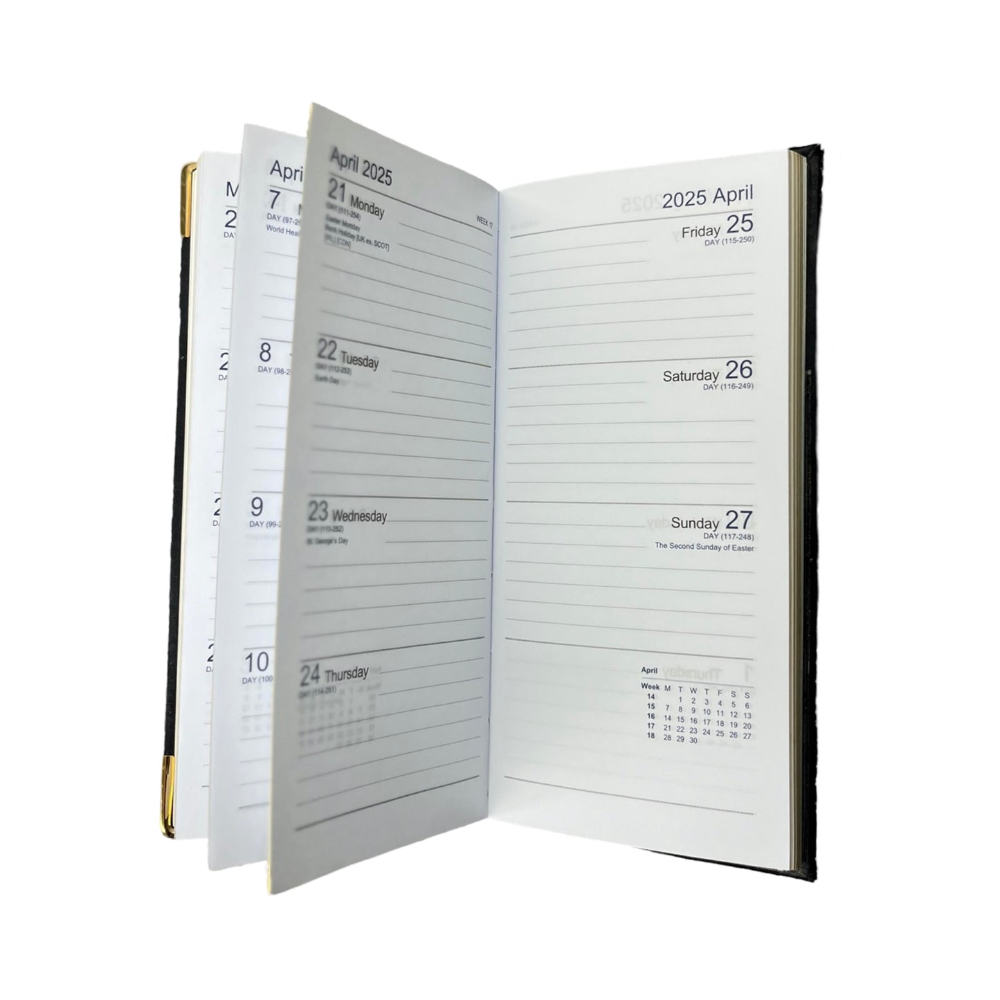 2025 D763VCA | Calf Leather Pocket Agenda Book | One Week Per Opening | 6" x 3" | YEAR 2025