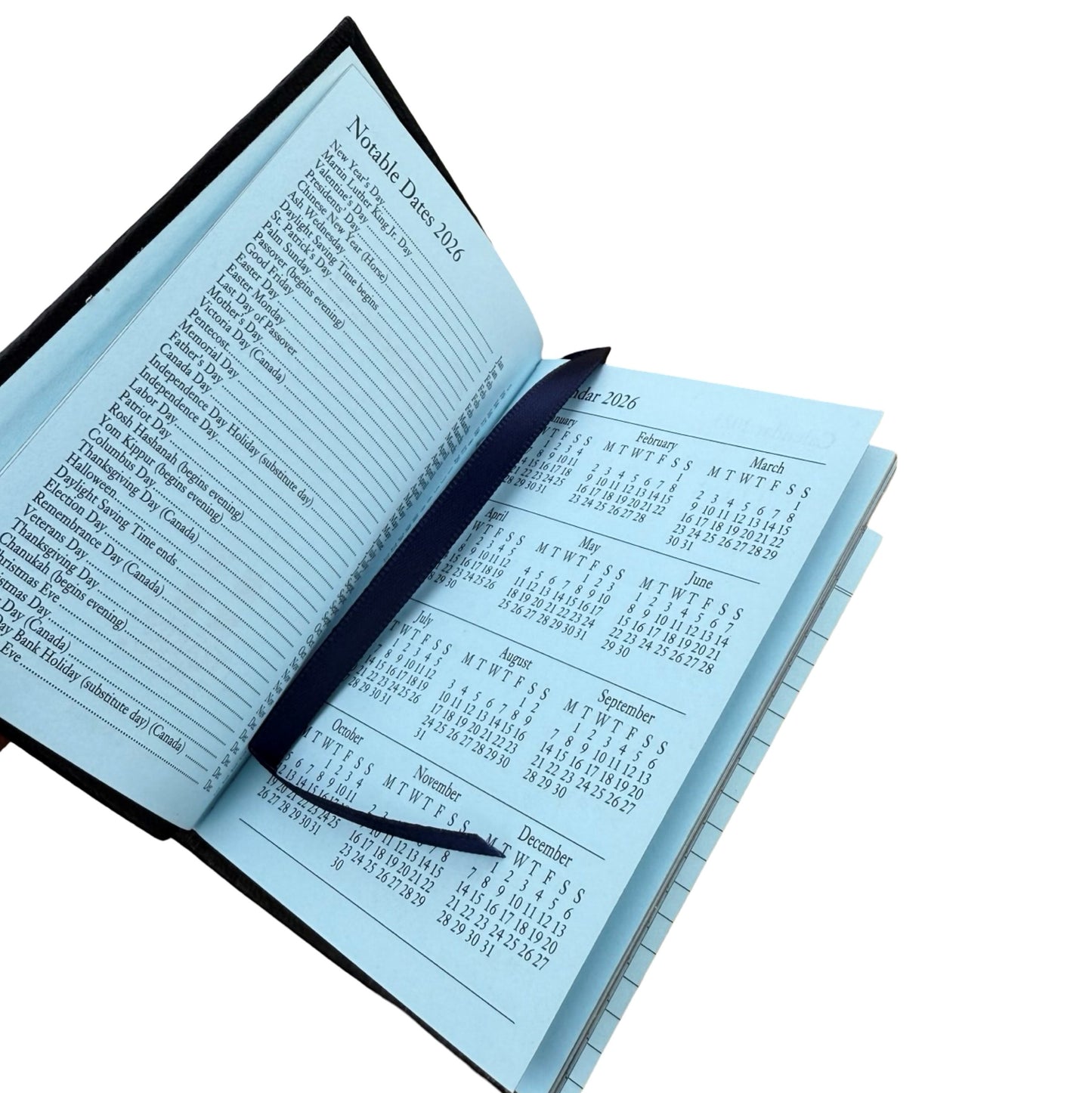 2026 D142L | Crossgrain Leather Calendar Book | One Day Per Page | 4" x 2.5" | Year 2026
