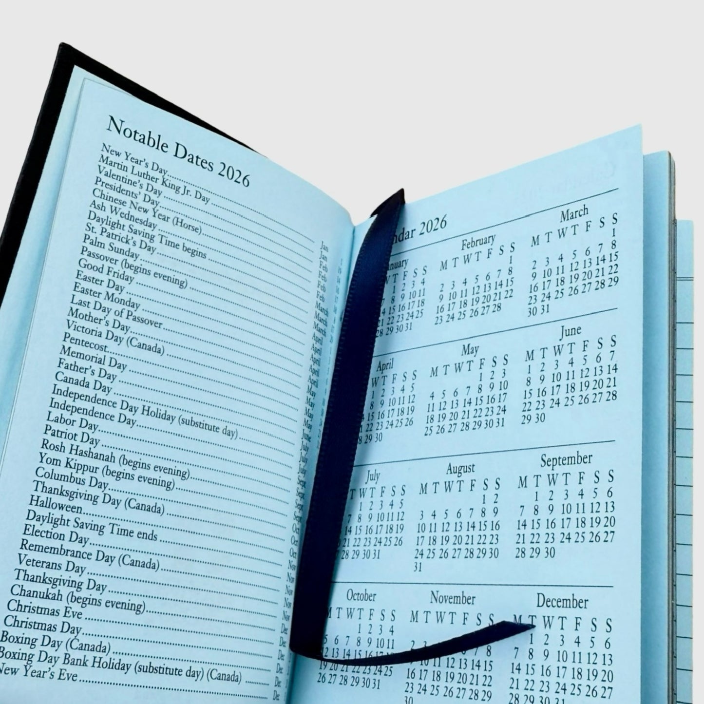 2026 D142L | Crossgrain Leather Calendar Book | One Day Per Page | 4" x 2.5" | Year 2026