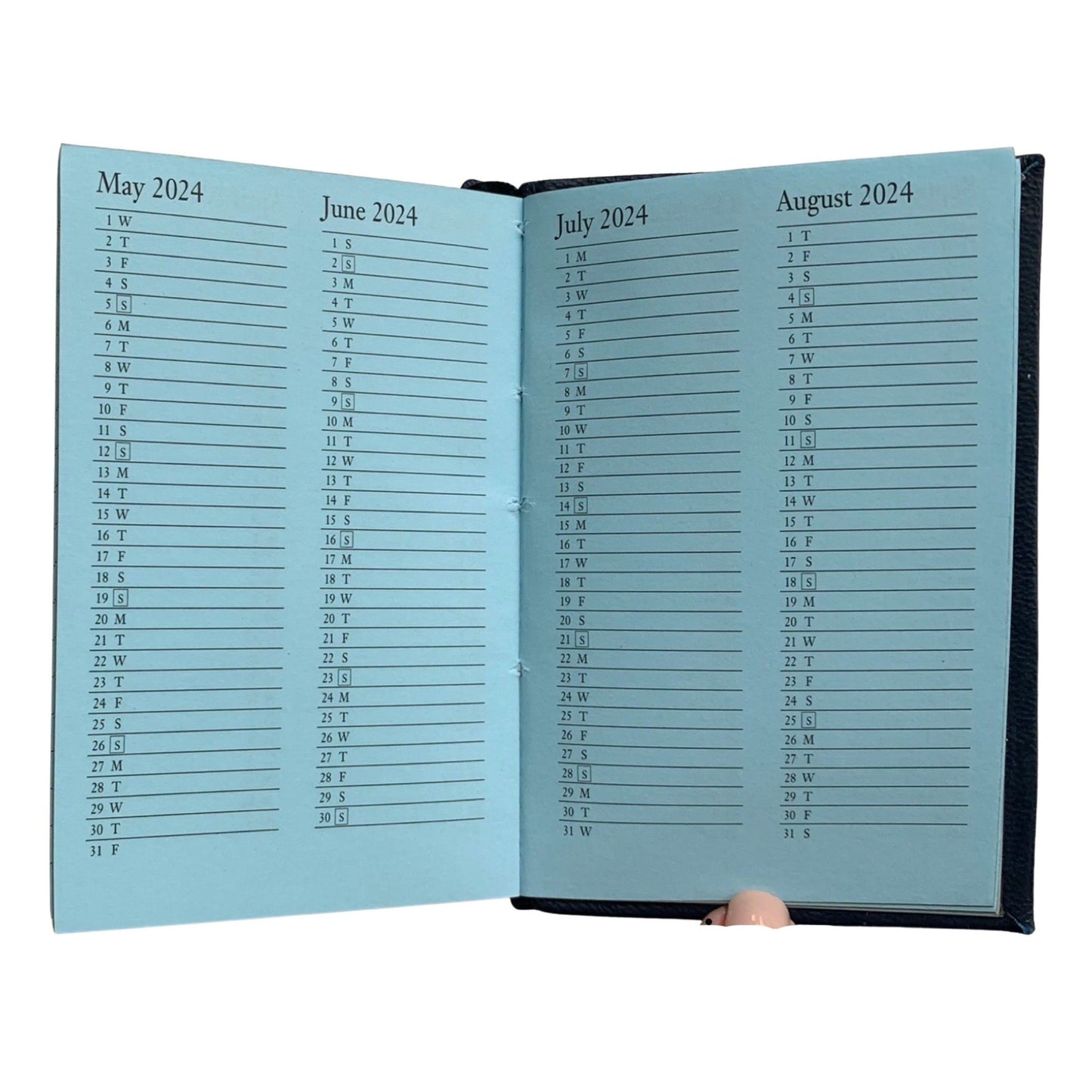 2024 CROSSGRAIN Leather Pocket Calendar Book | 4 x 2.5" | Thick, One Day Per Page | D142L