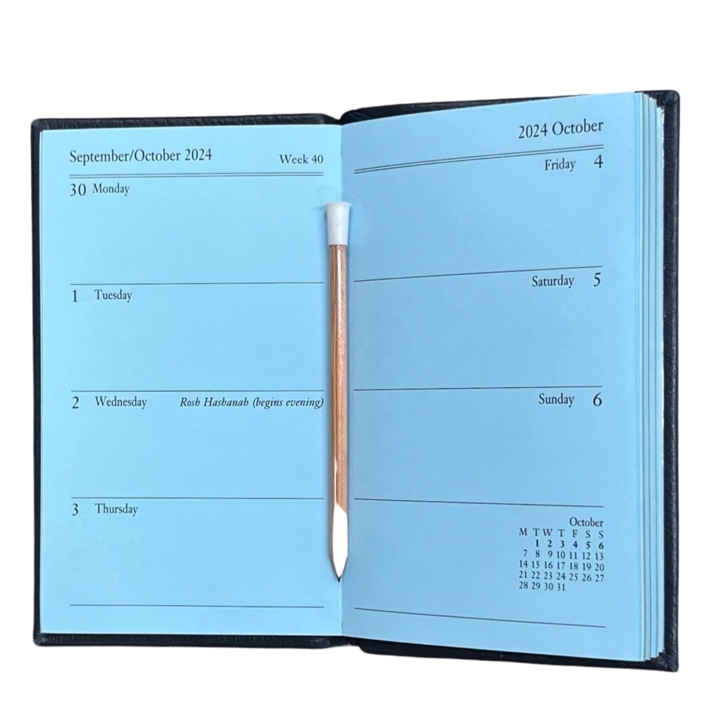 2024 CROSSGRAIN Leather Pocket Calendar Book | 4 x 2.5" | Pencil in Spine | D742LJ