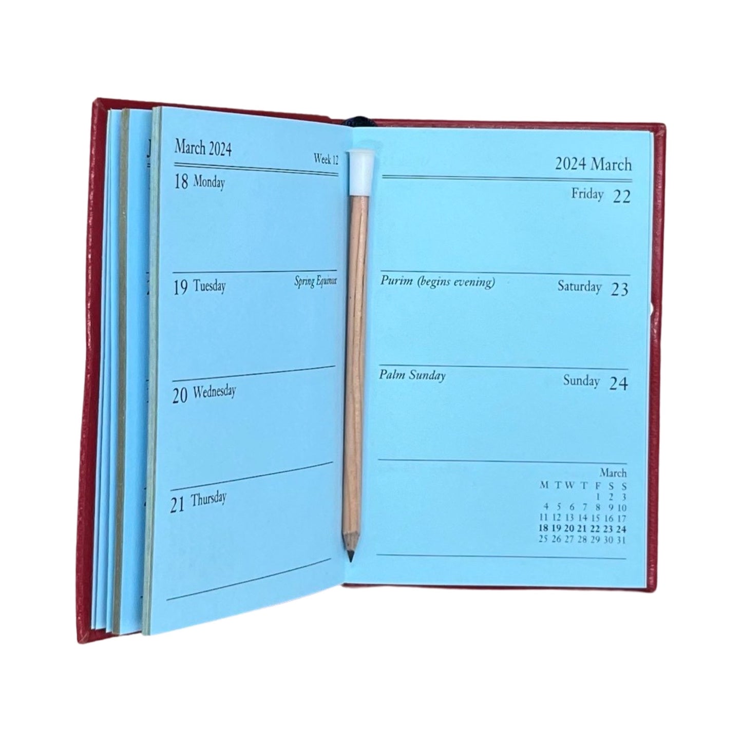 2024 CROSSGRAIN Leather Pocket Calendar Book | 5 x 3" | Pencil with Gold Clasp | D753LJC
