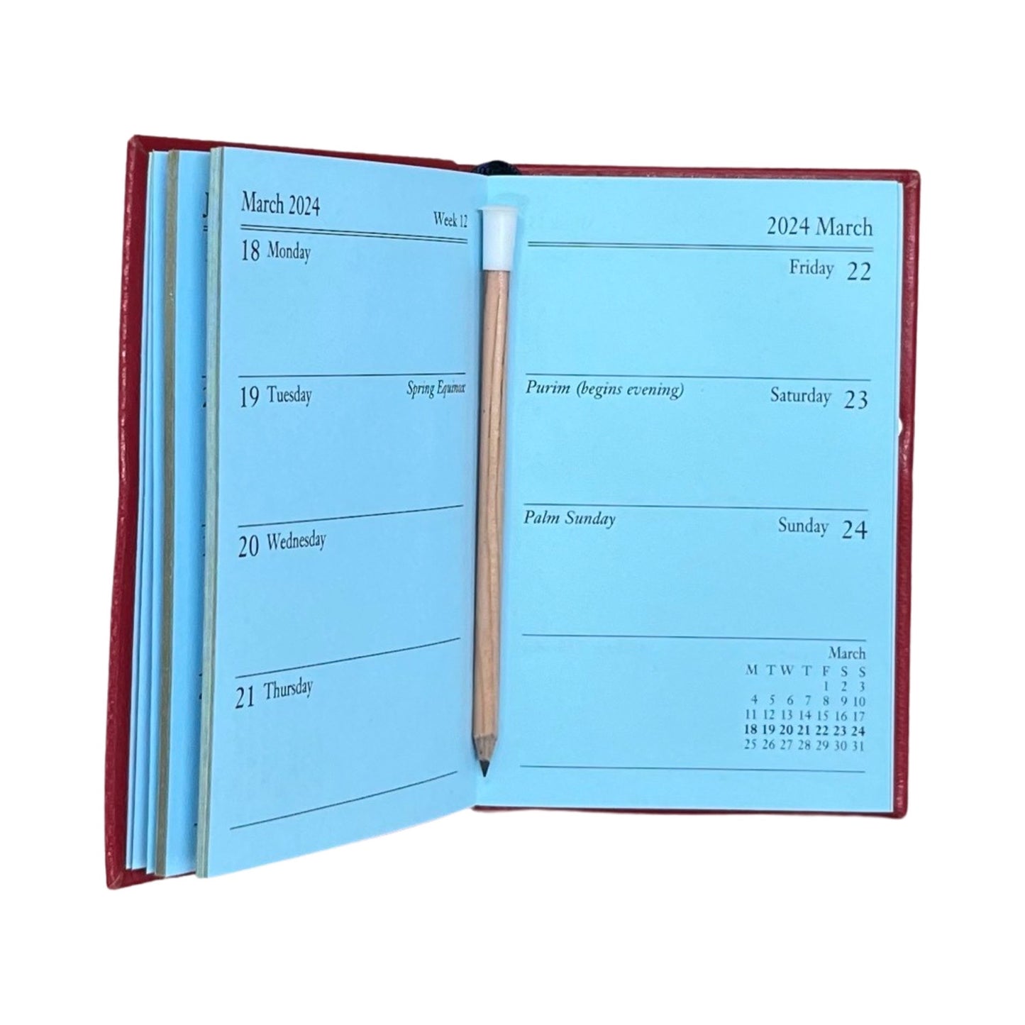 2024 | CROSSGRAIN Leather Pocket Calendar Book | 5 x 3" | Pencil with Gold Clasp | D753LJC | Note: this book is NOT for next year