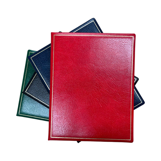 Classic Leather Guest Book | 9 by 7 Inches Vertical | Buffalo Hide Embossed Calf Leather | Blank Pages | M79CAB