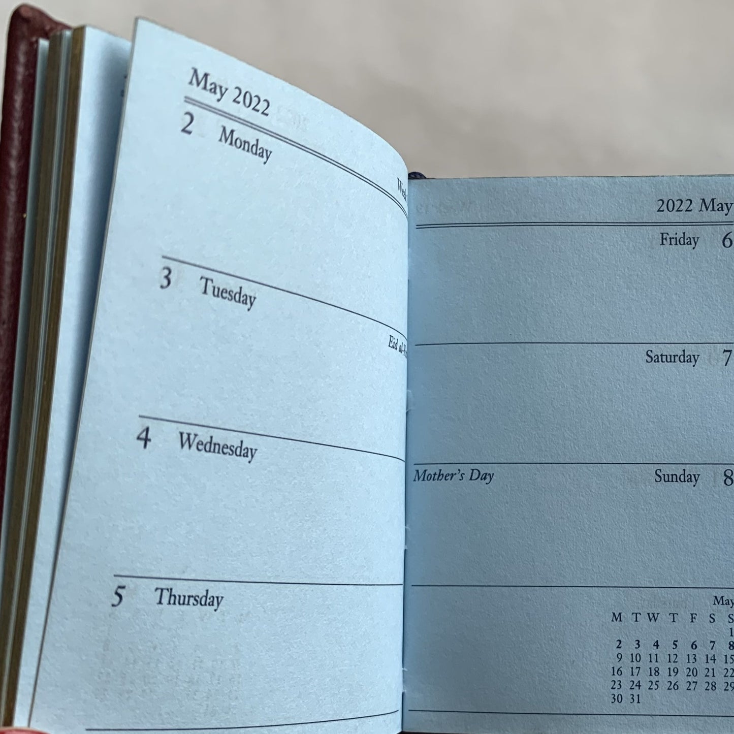 YEAR 2022 CROSSGRAIN Leather Pocket Calendar Book | 3 x 2" | D732L