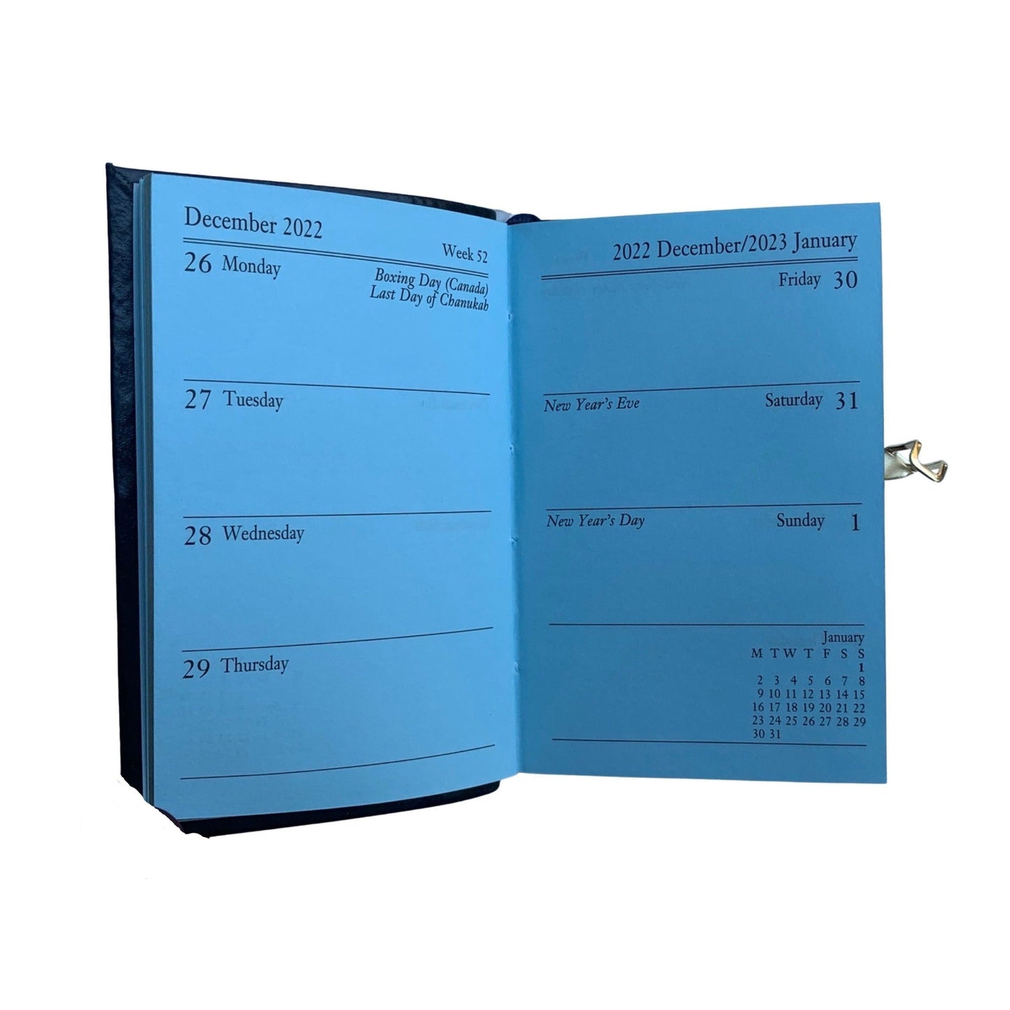 YEAR 2023 CROSSGRAIN Leather Pocket Calendar Book | 4 x 2.5" | Pencil with Gold Clasp | D742LJC