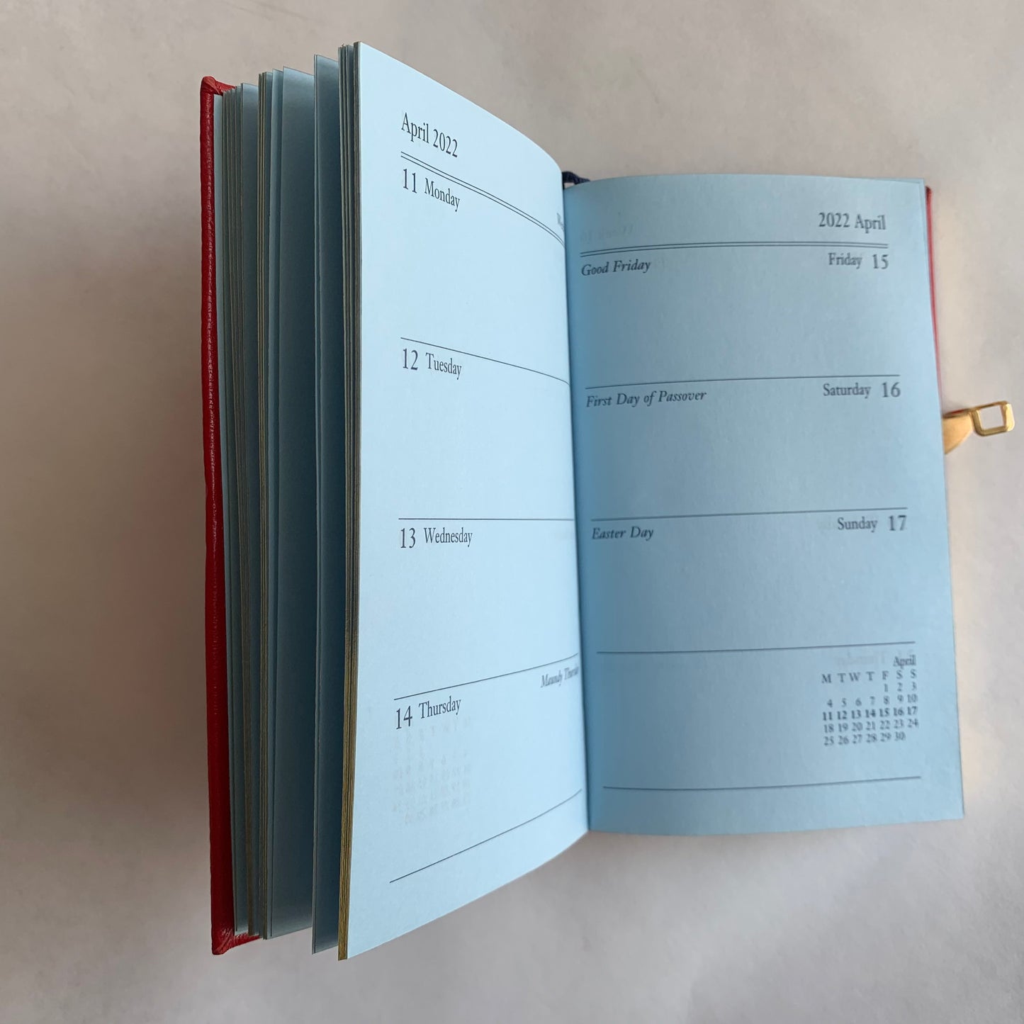 YEAR 2022 CROSSGRAIN Leather Pocket Calendar Book | 4 x 2.5" | Pencil with Gold Clasp | D742LJC