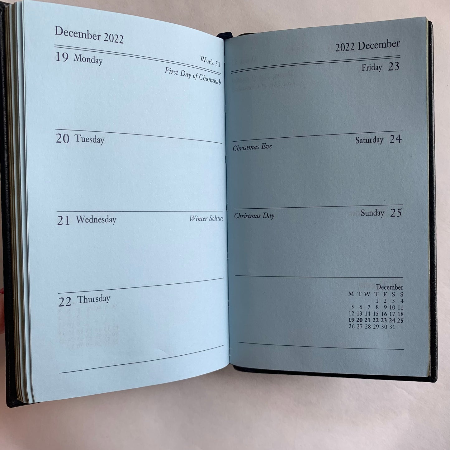 YEAR 2022 CROSSGRAIN Leather Pocket Calendar Book | 4 x 2.5" | Pencil in Spine | D742LJ