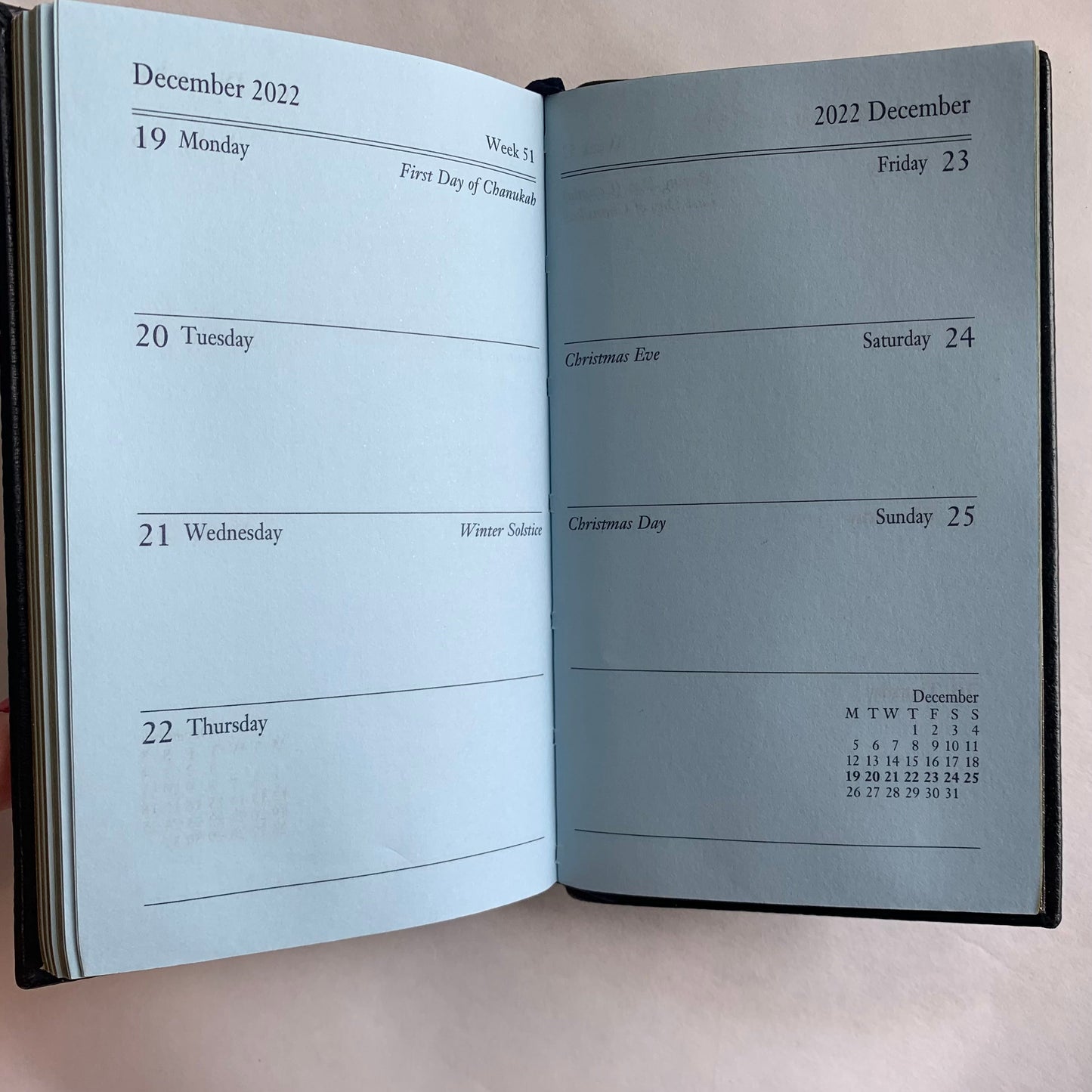 YEAR 2023 CROSSGRAIN Leather Pocket Calendar Book | 4 x 2.5" | Pencil in Spine | D742LJ