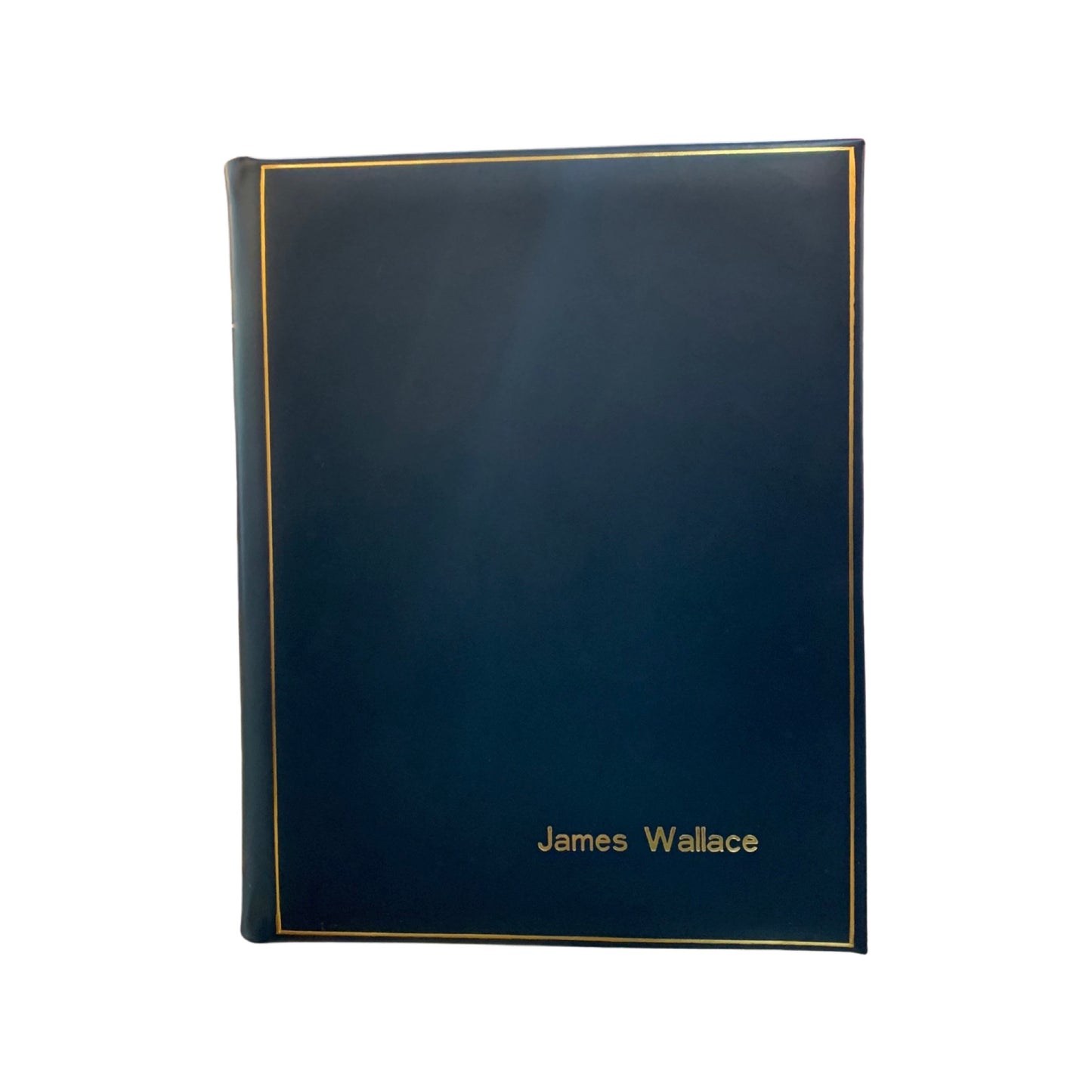 Classic Leather Guest Book | James Wallace | 10 by 8 Inches Vertical | Polished Calf Leather | Federal Blue  | Gold Tooling | Lined Pages | G108CA