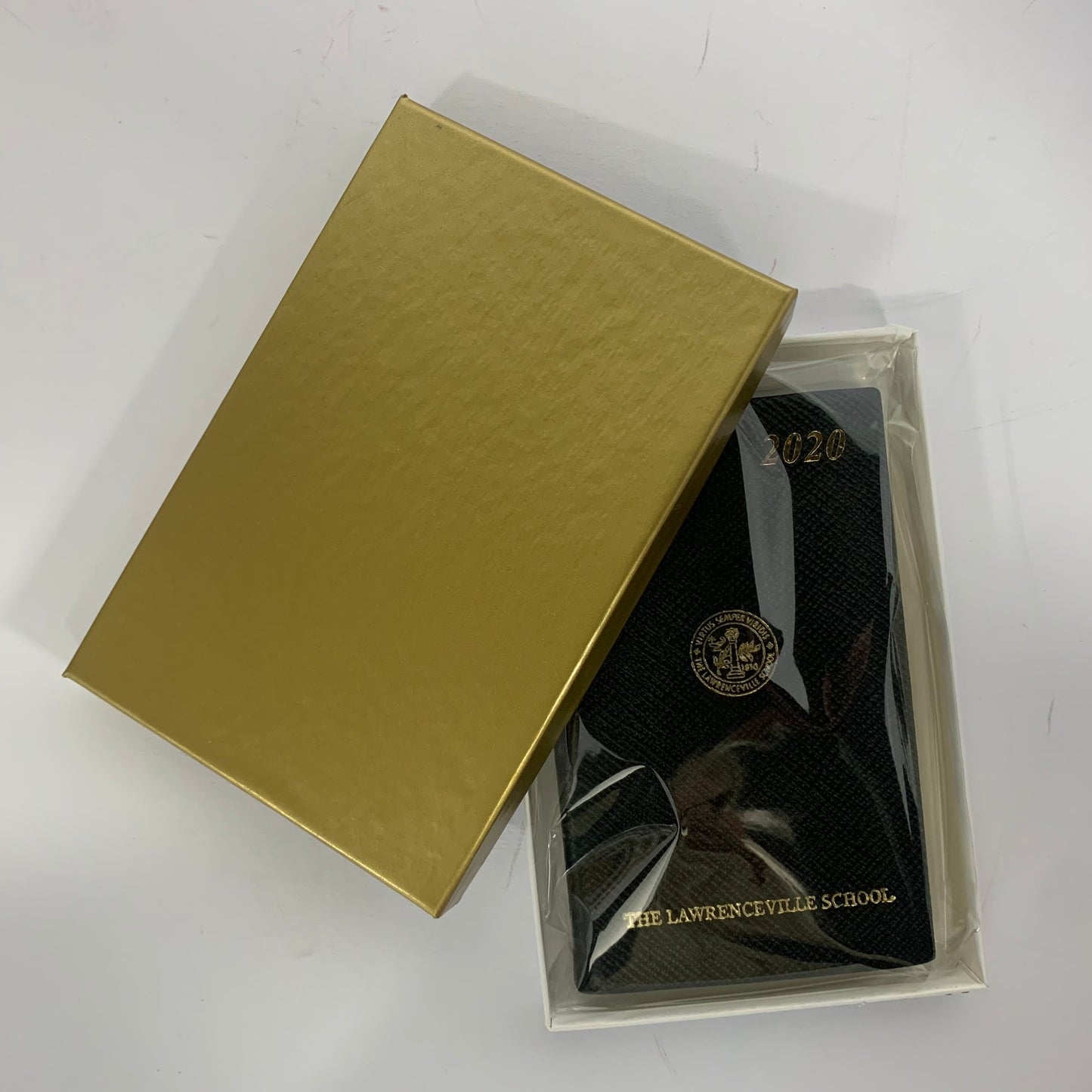 1Small Gold Gift Box | Ribboned in Lawrenceville School Red | Charing Cross Leather