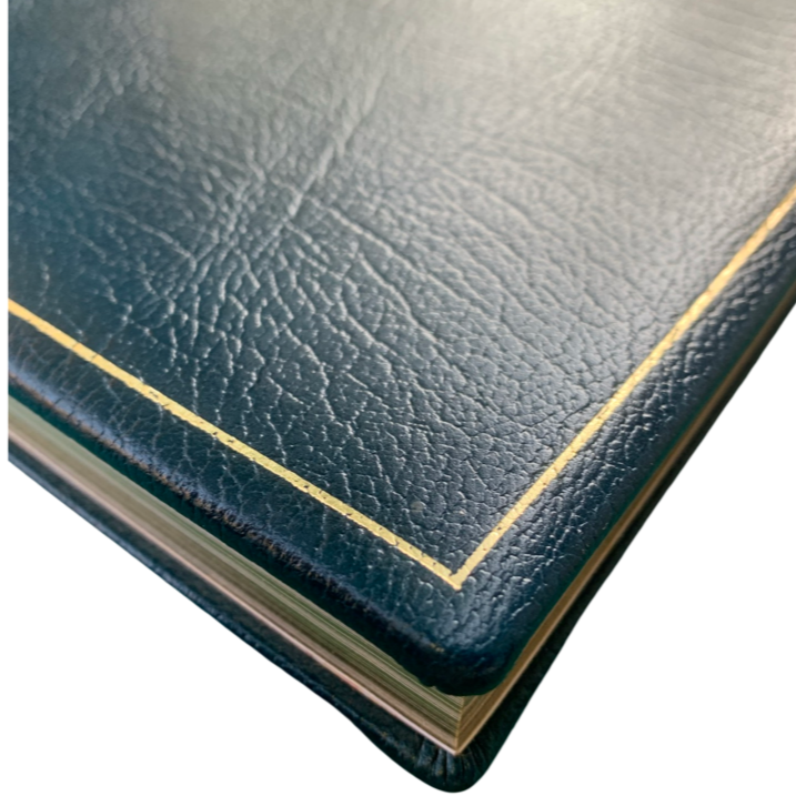 Leather Guest Book Notebook | 9x7" | Hardcover with Gold | Textured Calf with Padding | Blank Pages