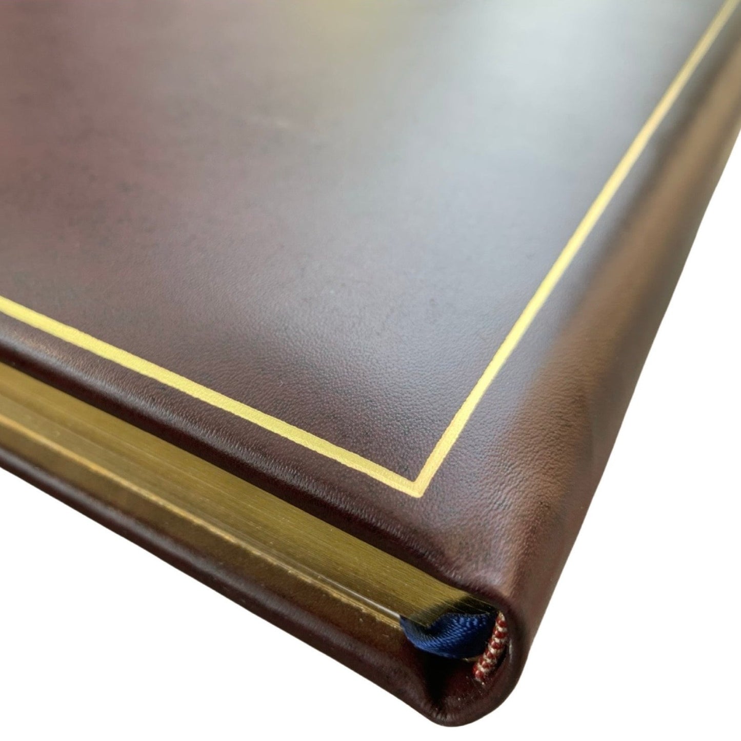 Classic Leather Guest Book | 10 by 8 Inches Vertical | Polished Calf Leather | Gold Tooling | Lined Pages | G108CA