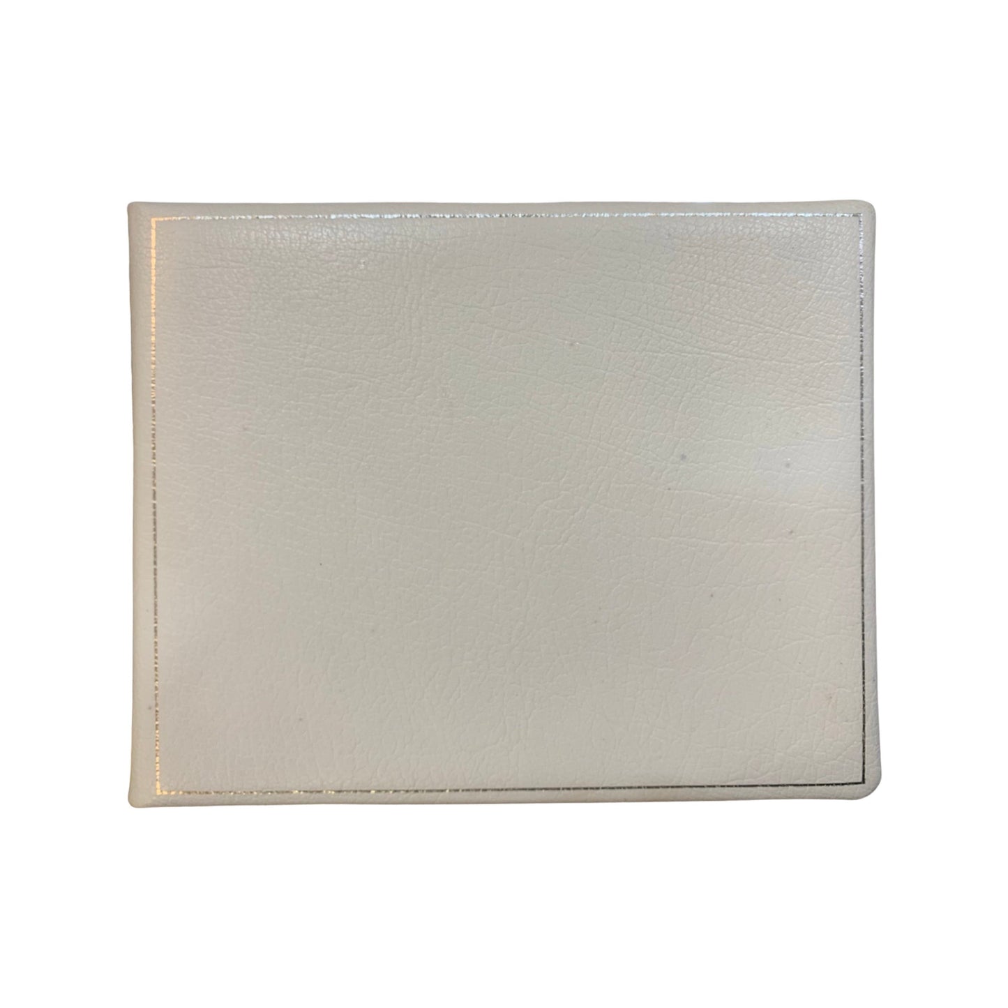 Classic White Leather Wedding Guest Book | Katherine & Teddy | 7 by 9 Inches Horizontal | Buffalo Embossed Calf Leather | GUESTS