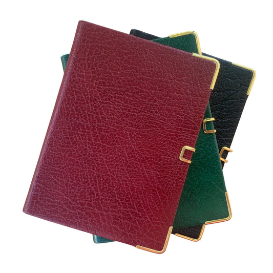 Address Book | Leather Pocket Address Book | 4 by 2.5 inches | Embossed Buffalo Calf | Pencil, Clip, and Gold Corners | Charing Cross | No. A42CAJC