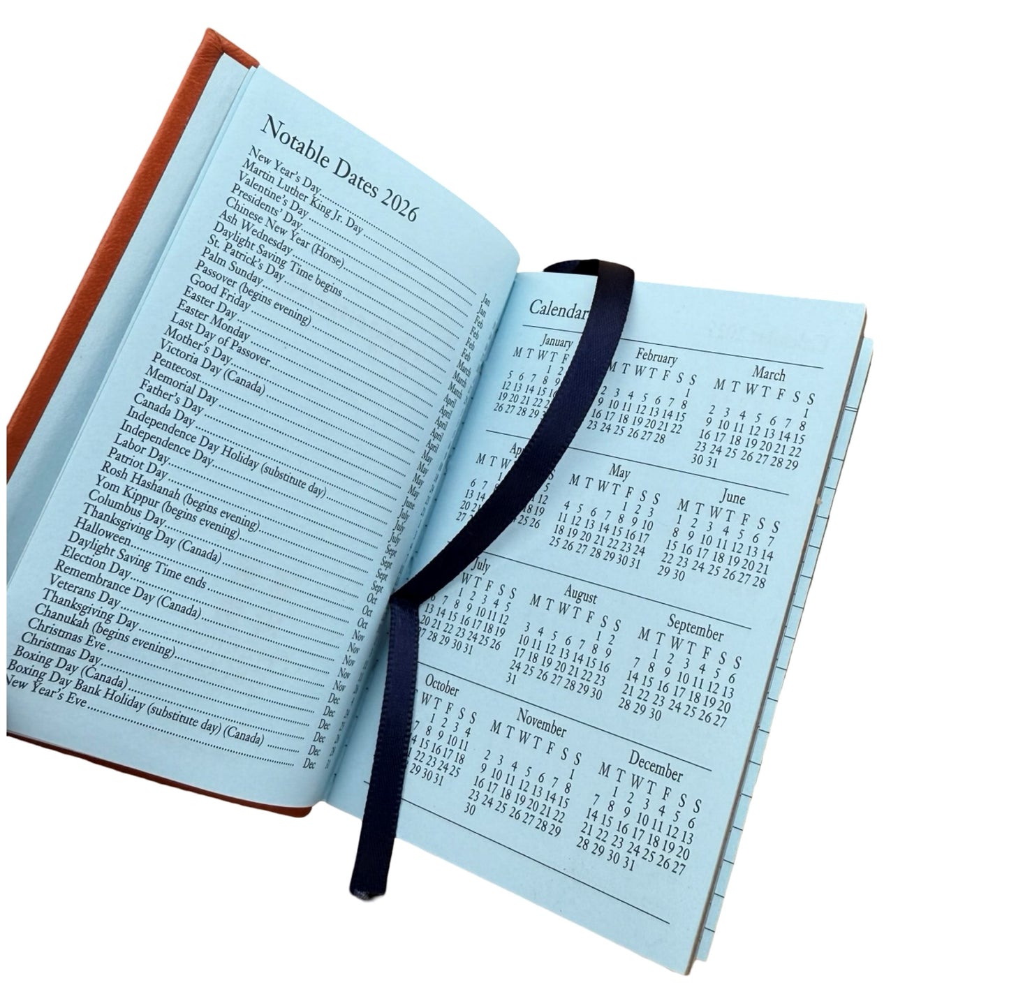 2026  D142L | Crossgrain Leather Calendar Book | One Day Per Page | 4" x 2.5" | Year 2026