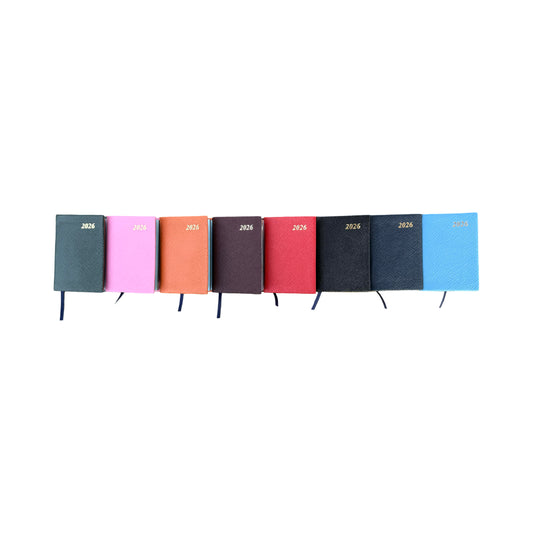 2026  D732L | Crossgrain Leather Tiny Calendar Book | 3" x 2" | Year 2026