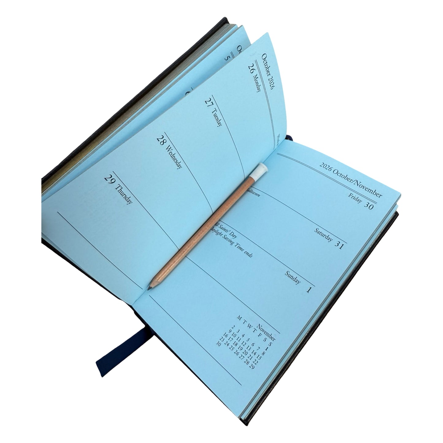 2026  D742LJ | Crossgrain Leather Calendar Book | One Week Per Opening | Pencil in Spine | 4" x 2.5" | Year 2026