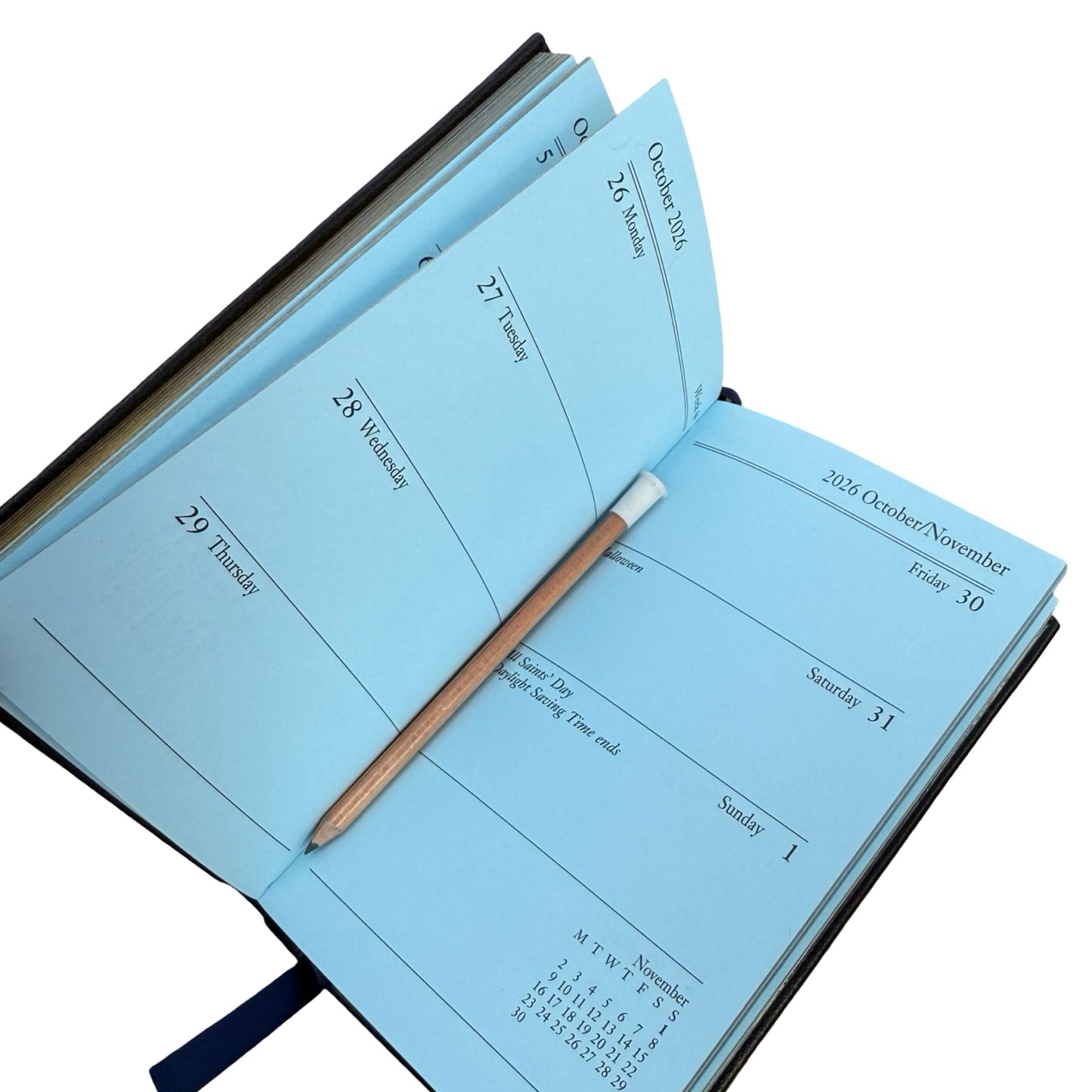 2026  D753LJ | Crossgrain Leather Calendar Book | One Week Per Opening | Pencil in Spine |  5" x 3" | Year 2026