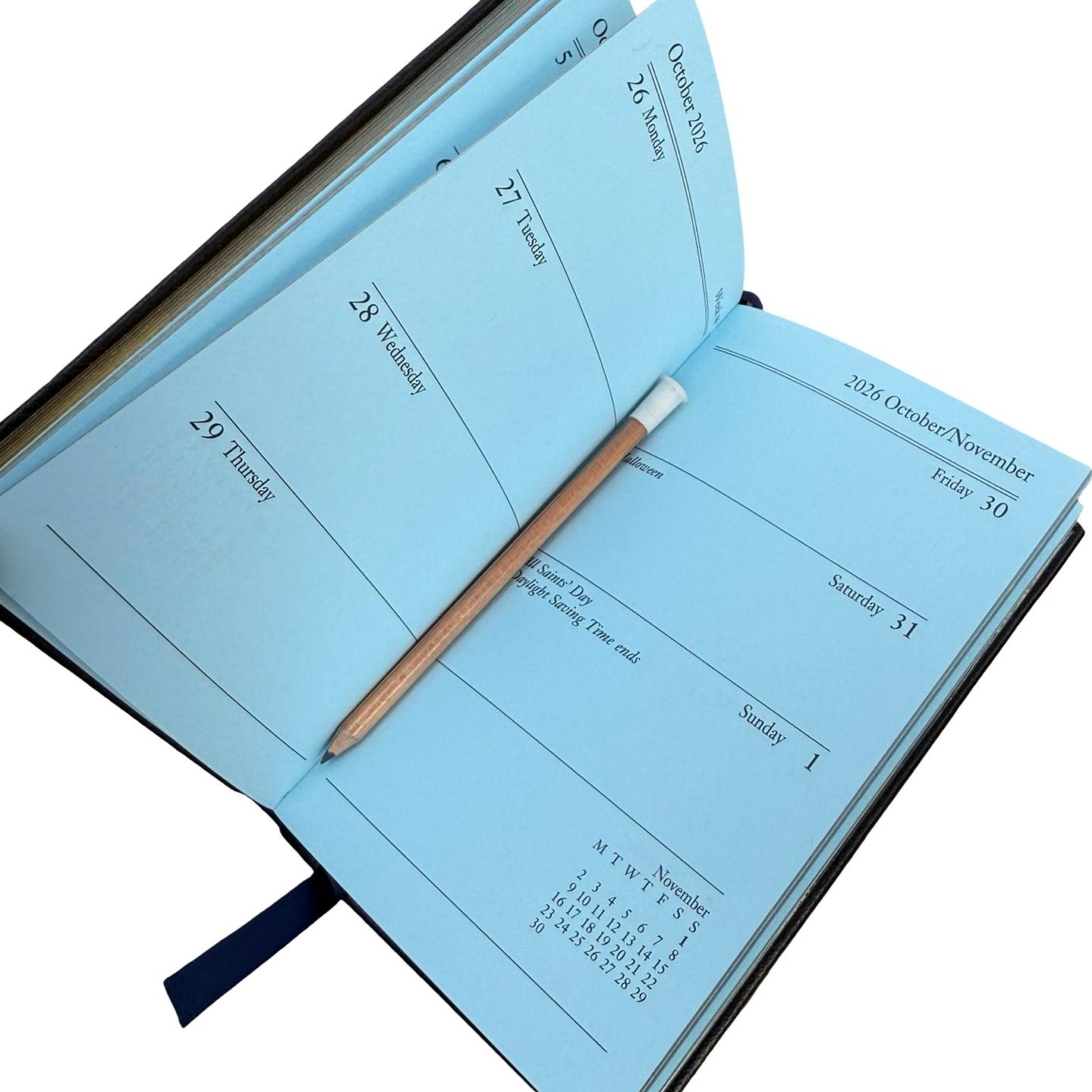 2026  D742LJ | Crossgrain Leather Calendar Book | One Week Per Opening | Pencil in Spine | 4" x 2.5" | Year 2026