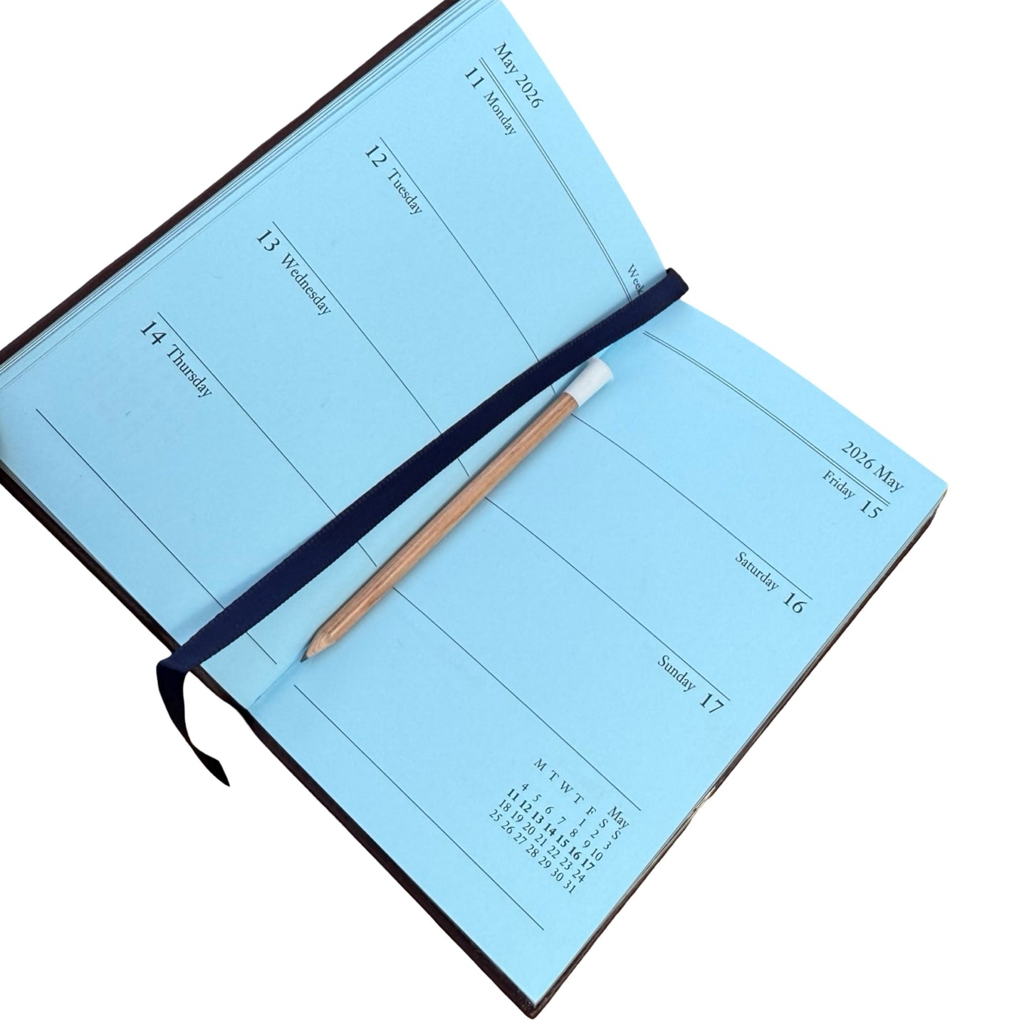 2026  D742LJ | Crossgrain Leather Calendar Book | One Week Per Opening | Pencil in Spine | 4" x 2.5" | Year 2026