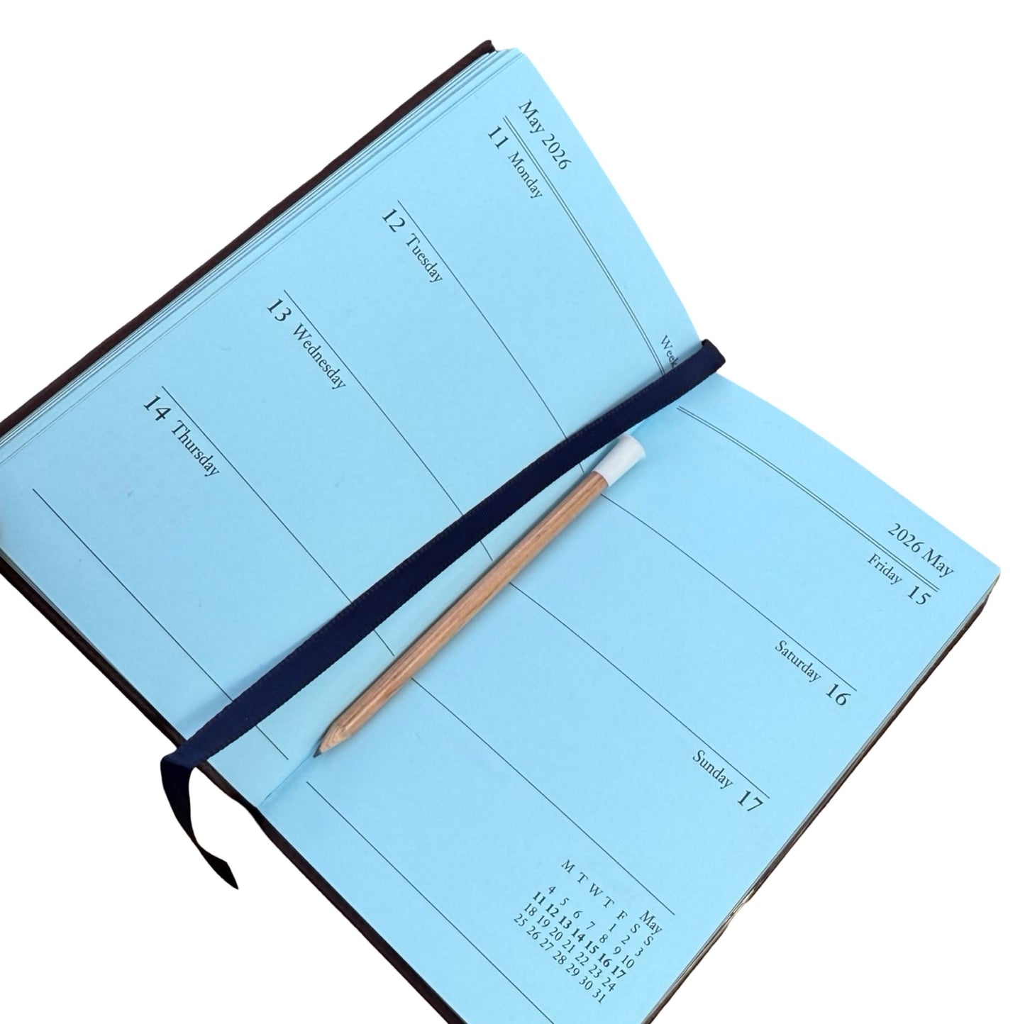 2026  D742LJ | Crossgrain Leather Calendar Book | One Week Per Opening | Pencil in Spine | 4" x 2.5" | Year 2026