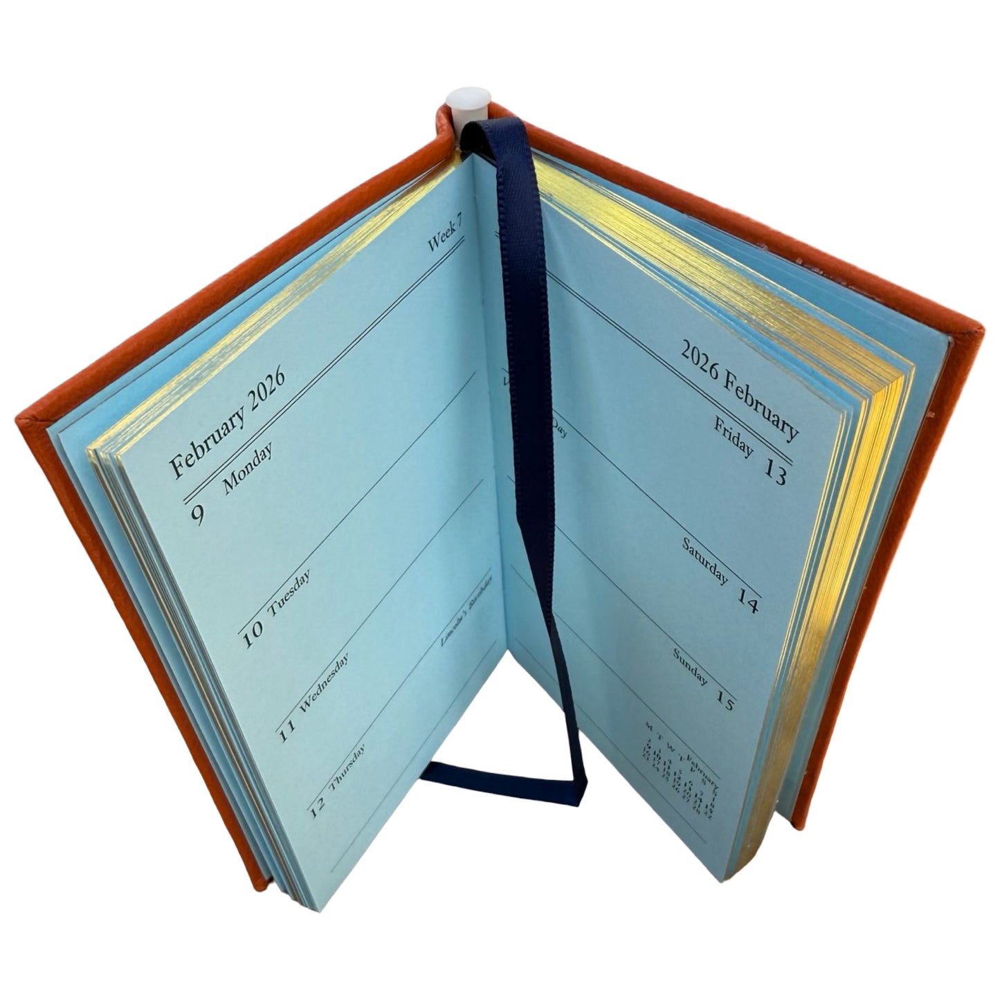 2026  D742LJ | Crossgrain Leather Calendar Book | One Week Per Opening | Pencil in Spine | 4" x 2.5" | Year 2026