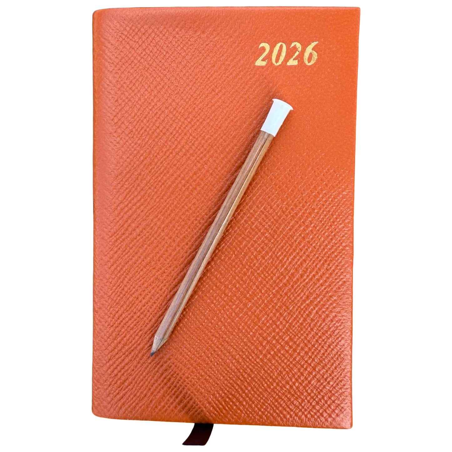 2026  D742LJ | Crossgrain Leather Calendar Book | One Week Per Opening | Pencil in Spine | 4" x 2.5" | Year 2026