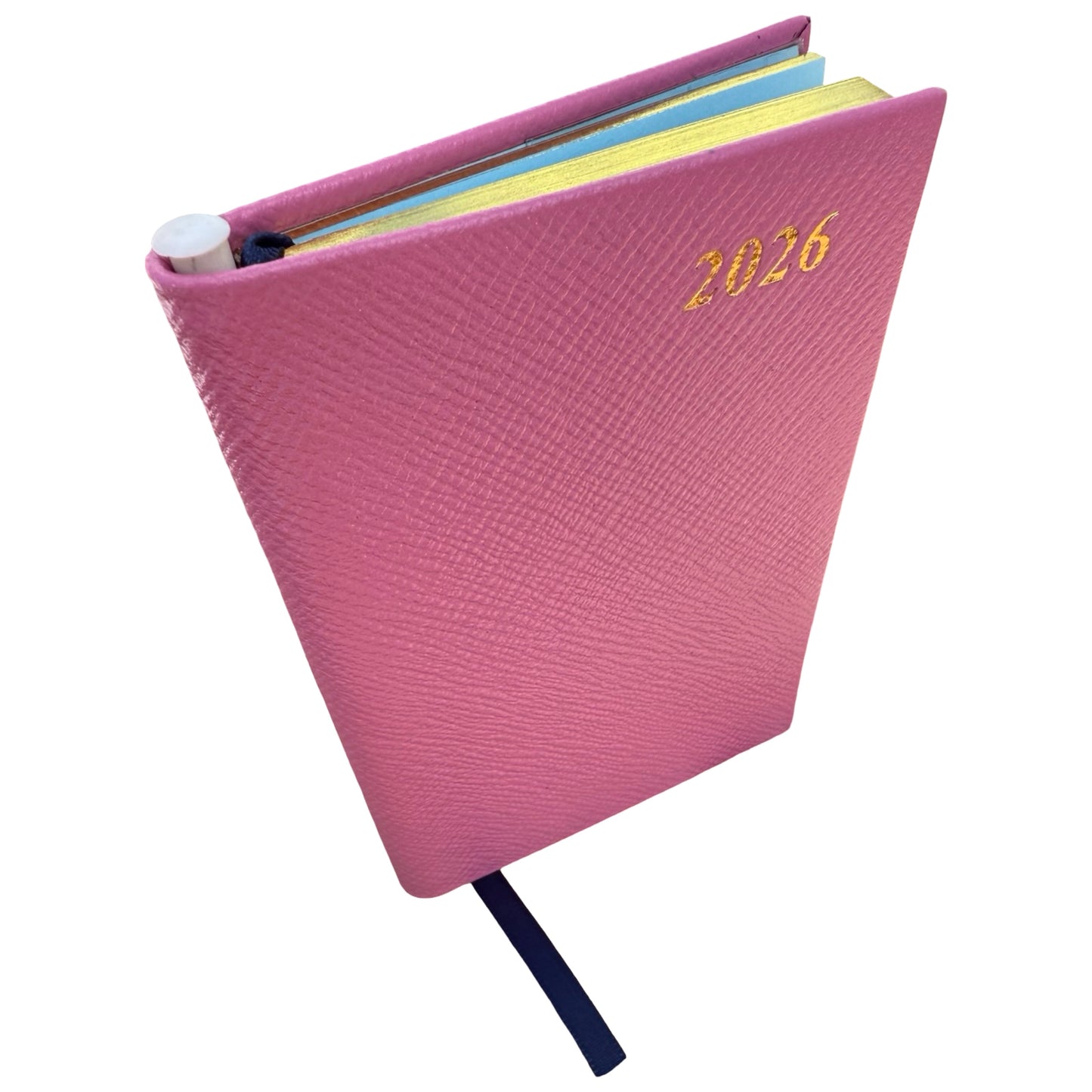 2026  D742LJ | Crossgrain Leather Calendar Book | One Week Per Opening | Pencil in Spine | 4" x 2.5" | Year 2026