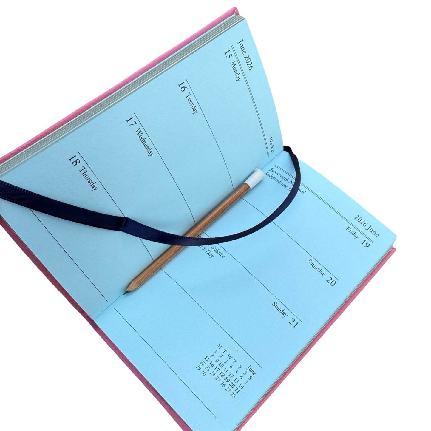 2026  D742LJ | Crossgrain Leather Calendar Book | One Week Per Opening | Pencil in Spine | 4" x 2.5" | Year 2026