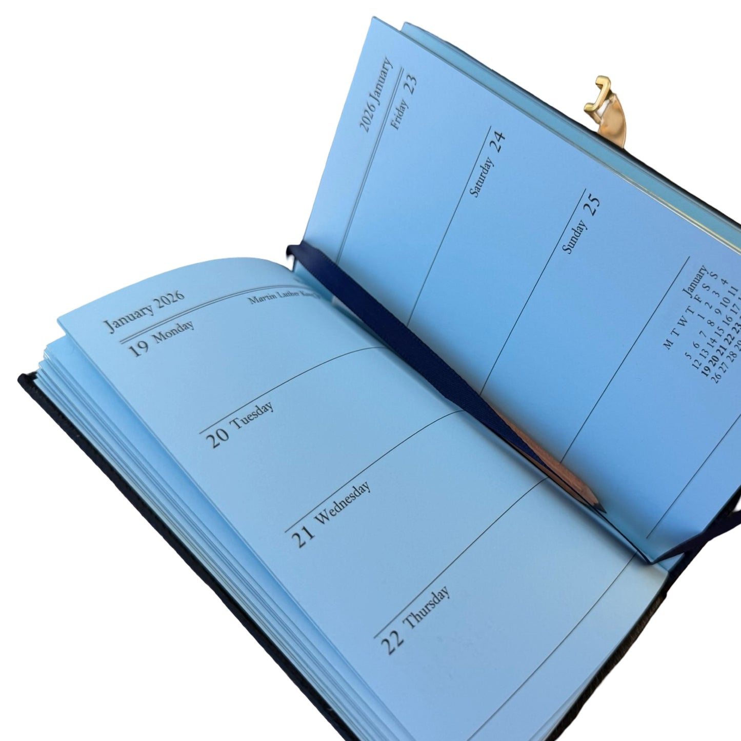 2026  D753LJC | Crossgrain Leather Calendar Book | One Week Per Opening | Pencil w/ Gold Clasp | 5" x 3" |  Year 2026