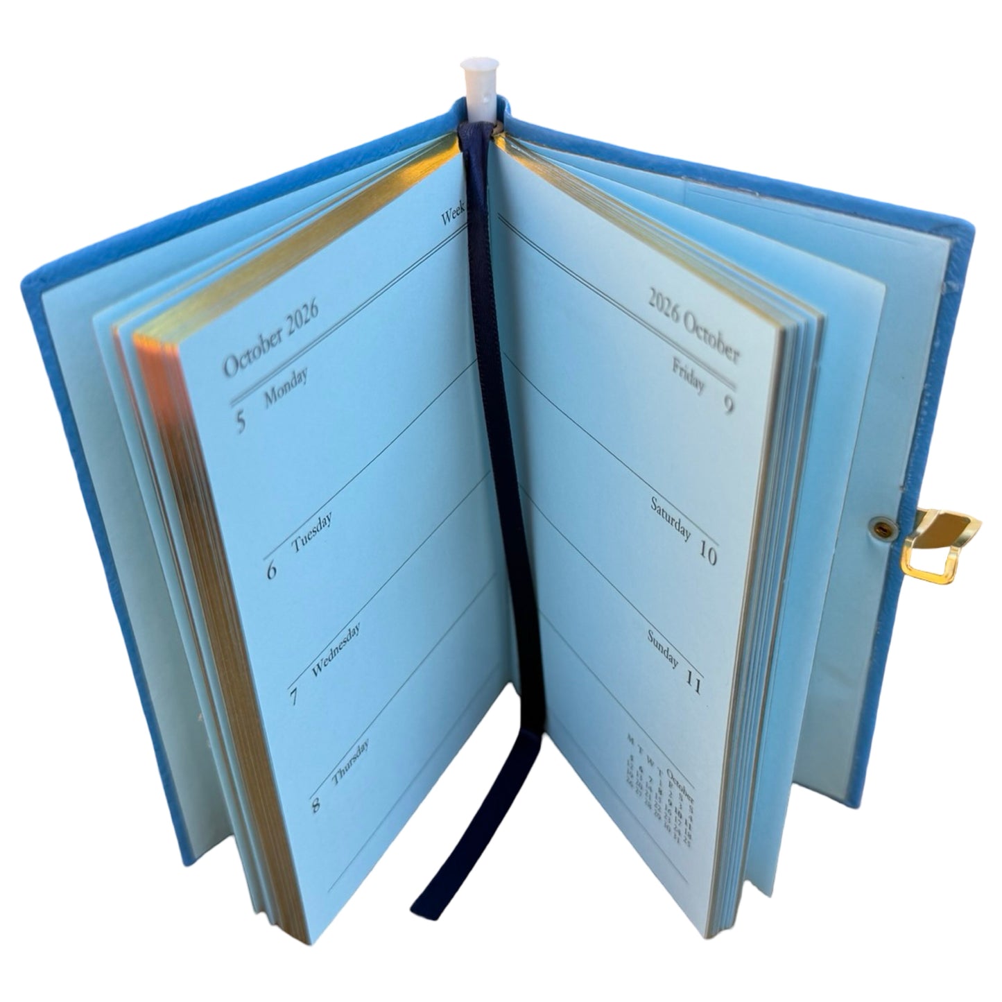 2026  D753LJC | Crossgrain Leather Calendar Book | One Week Per Opening | Pencil w/ Gold Clasp | 5" x 3" |  Year 2026