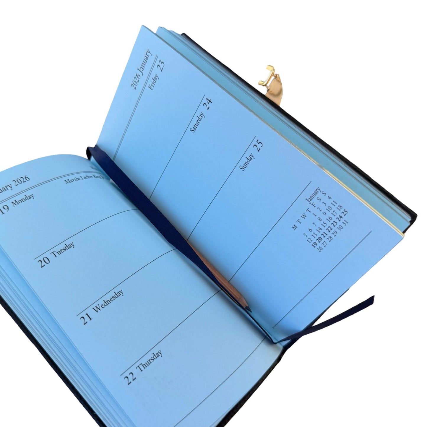 2026  D753LJC | Crossgrain Leather Calendar Book | One Week Per Opening | Pencil w/ Gold Clasp | 5" x 3" |  Year 2026