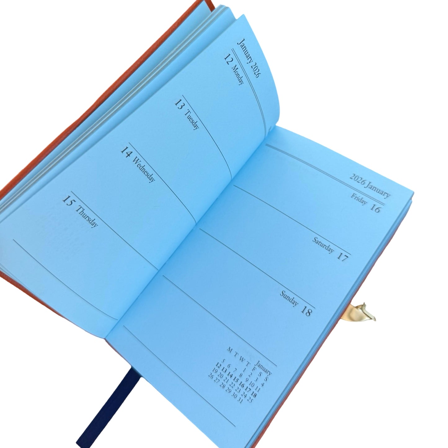 2026  D753LJC | Crossgrain Leather Calendar Book | One Week Per Opening | Pencil w/ Gold Clasp | 5" x 3" |  Year 2026