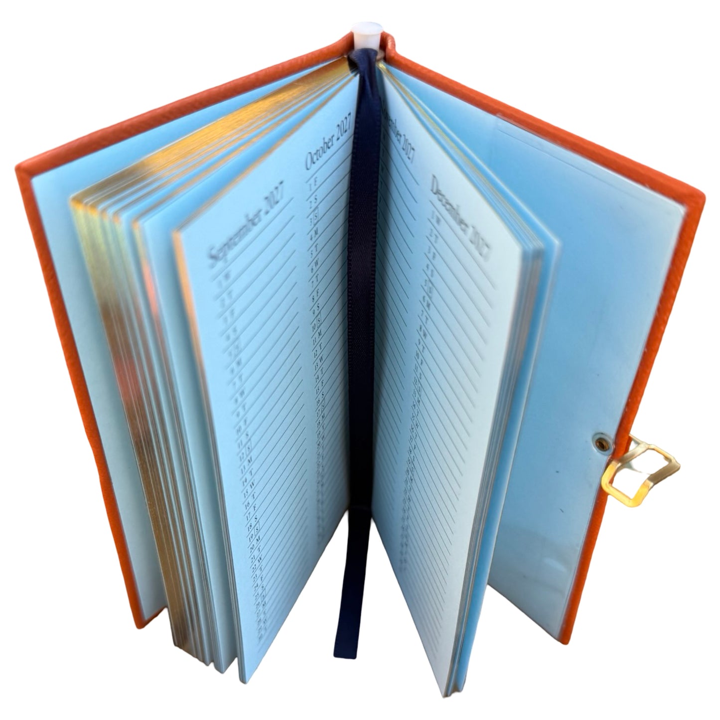 2026  D742LJC | Crossgrain Leather Calendar Book | One Week Per Opening | Pencil with Gold Clasp | 4" x 2.5" | Year 2026