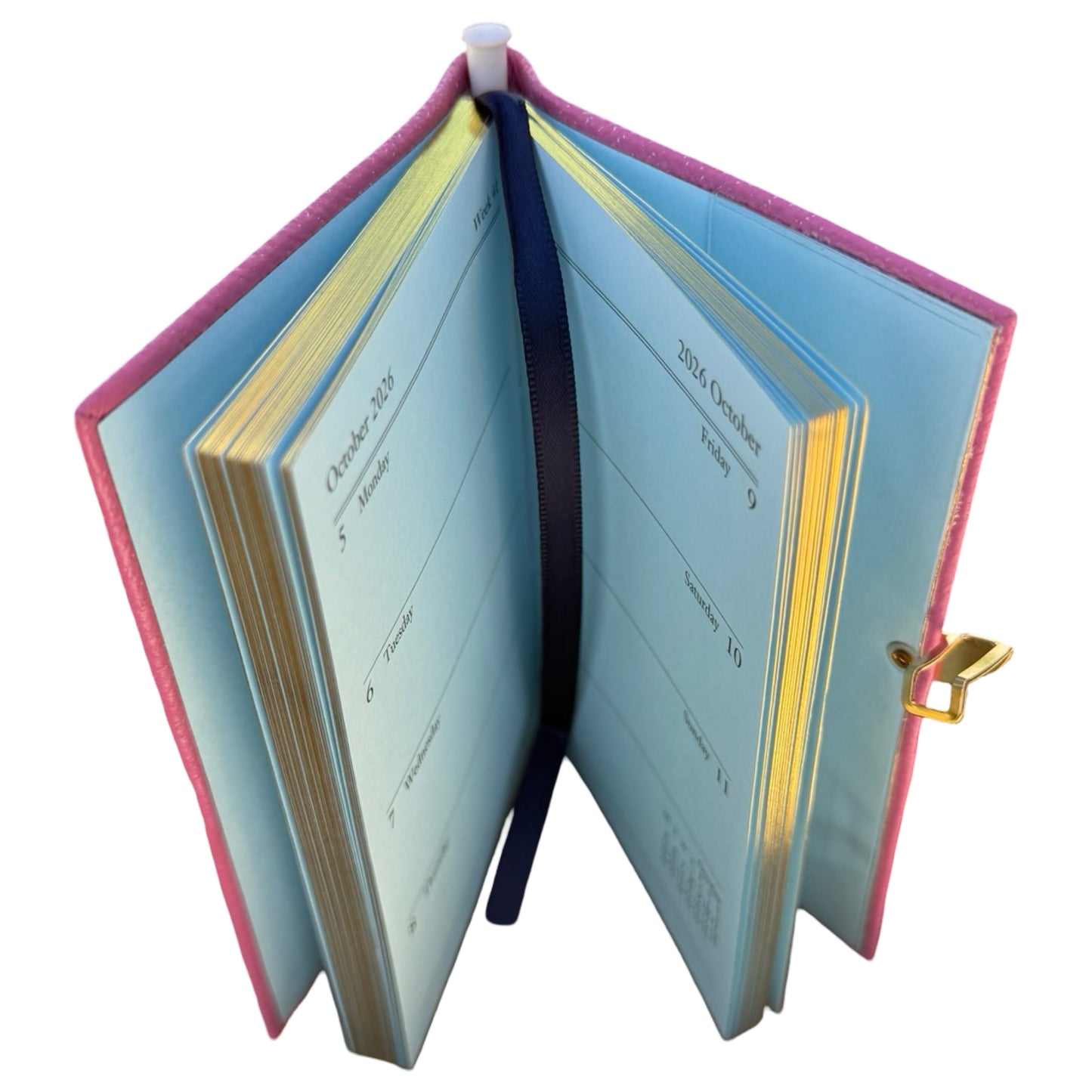 2026  D753LJC | Crossgrain Leather Calendar Book | One Week Per Opening | Pencil w/ Gold Clasp | 5" x 3" |  Year 2026