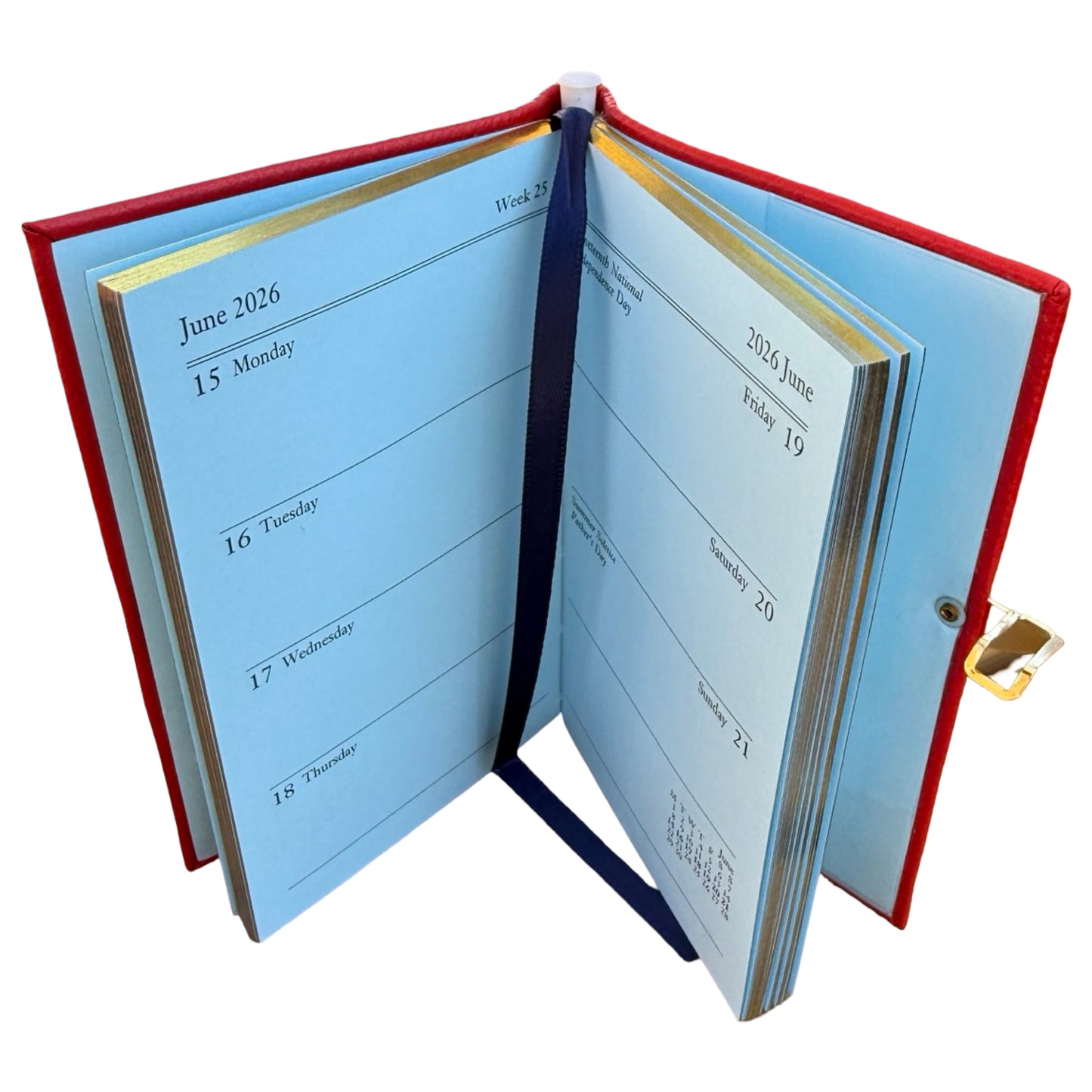 2026  D742LJC | Crossgrain Leather Calendar Book | One Week Per Opening | Pencil with Gold Clasp | 4" x 2.5" | Year 2026