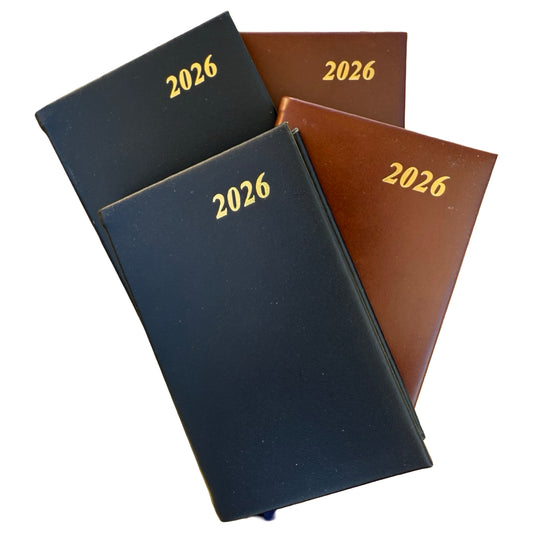 2026  D753C | Finest Calf Leather Pocket Agenda Book | One Week Per Opening | 5" x 3" | Year 2026