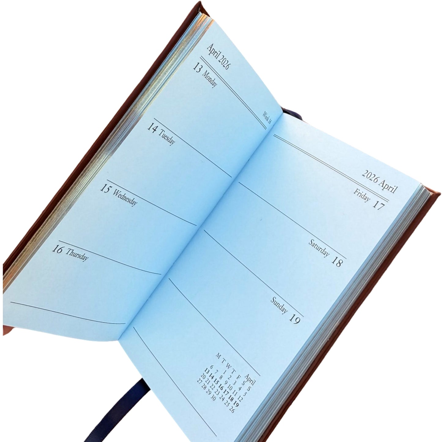 2026  D753C | Finest Calf Leather Pocket Agenda Book | One Week Per Opening | 5" x 3" | Year 2026