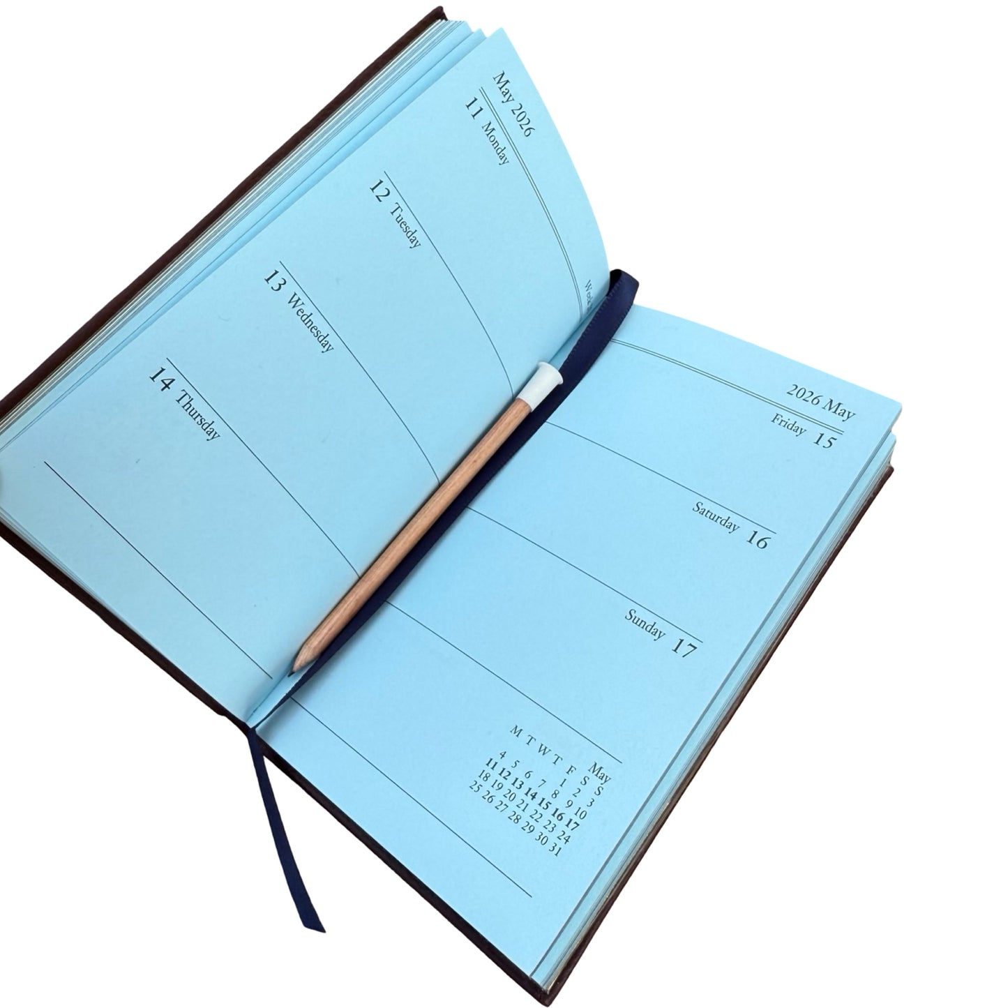 2026  D753LJ | Crossgrain Leather Calendar Book | One Week Per Opening | Pencil in Spine |  5" x 3" | Year 2026