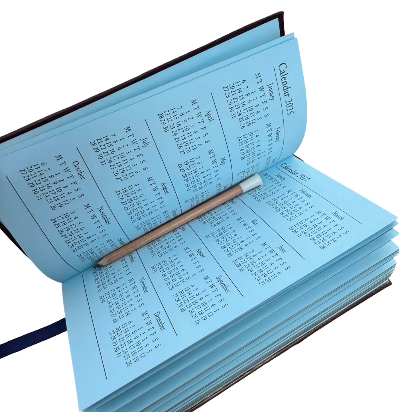 2026  D753LJ | Crossgrain Leather Calendar Book | One Week Per Opening | Pencil in Spine |  5" x 3" | Year 2026
