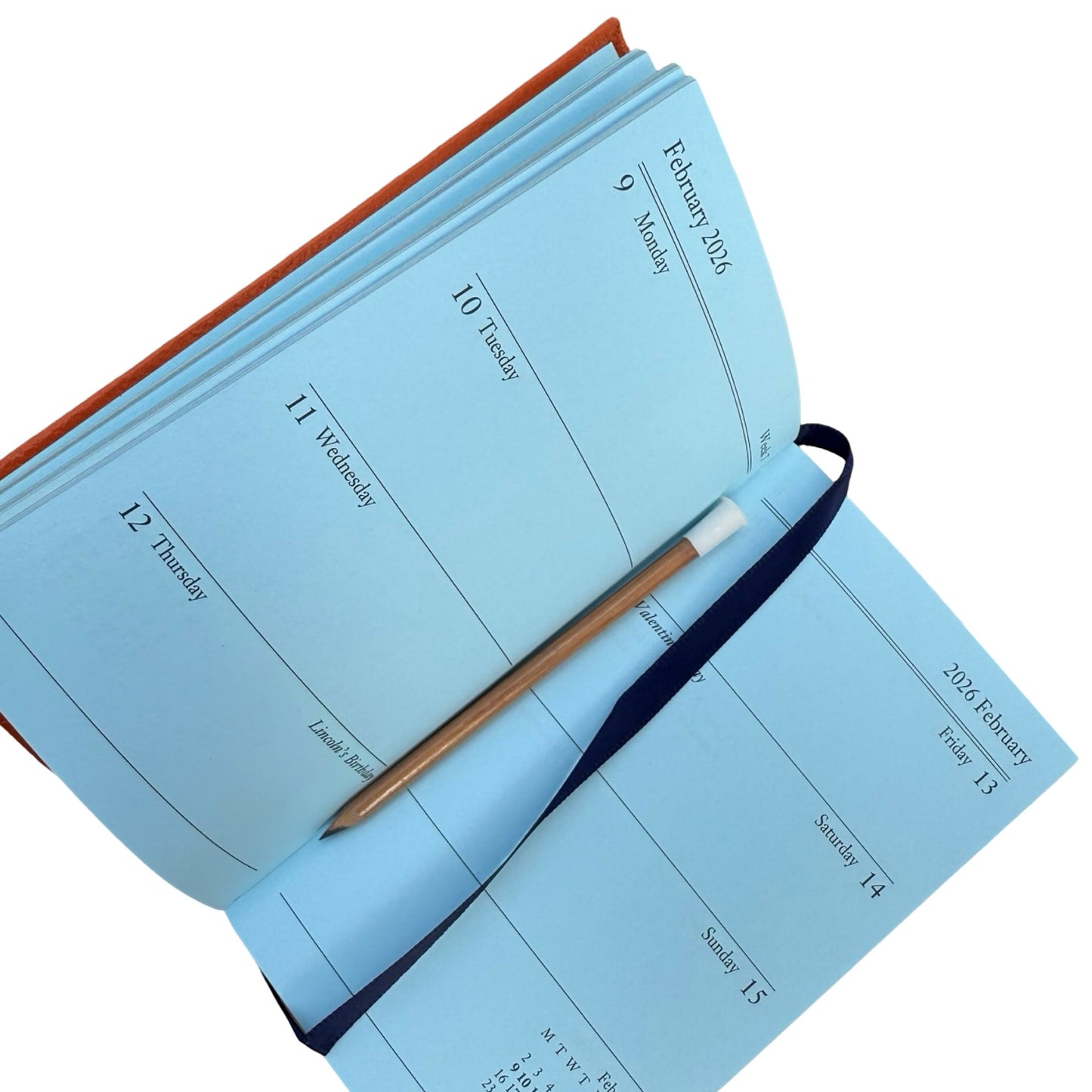 2026  D753LJ | Crossgrain Leather Calendar Book | One Week Per Opening | Pencil in Spine |  5" x 3" | Year 2026