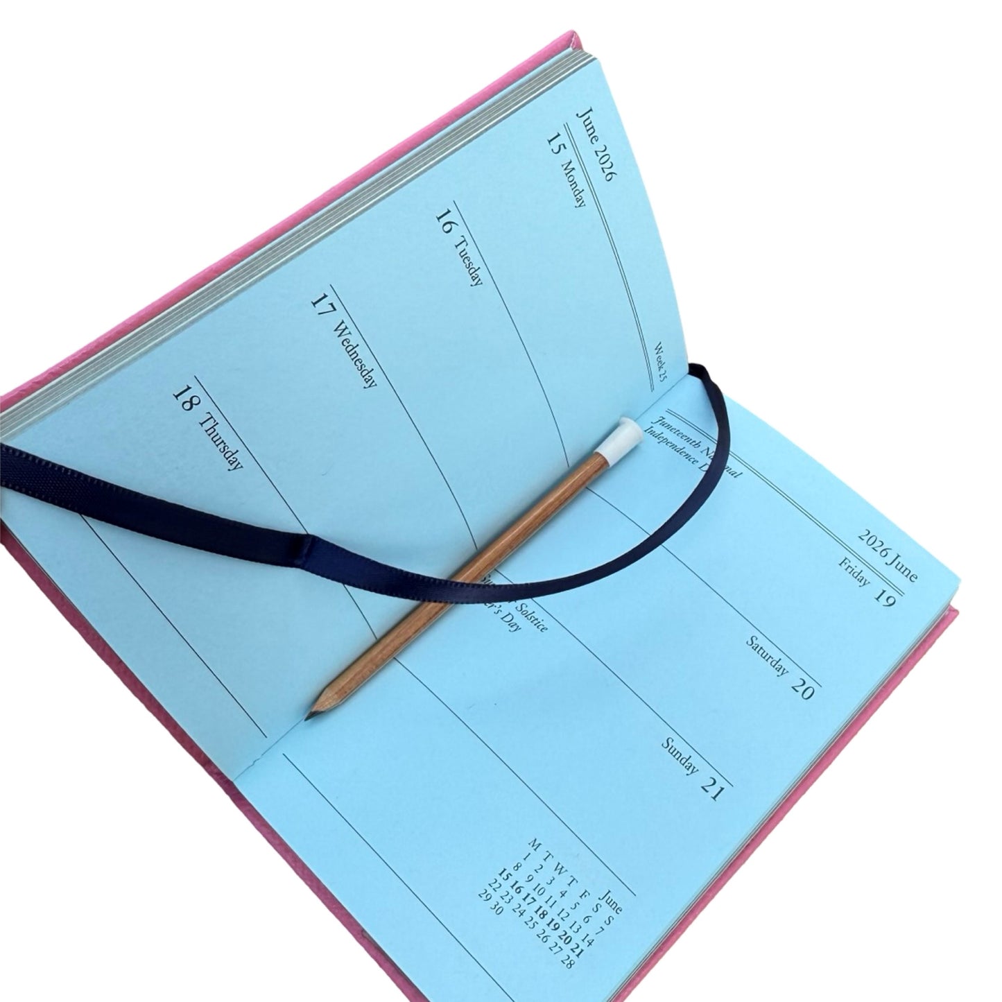 2026  D742LJ | Crossgrain Leather Calendar Book | One Week Per Opening | Pencil in Spine | 4" x 2.5" | Year 2026