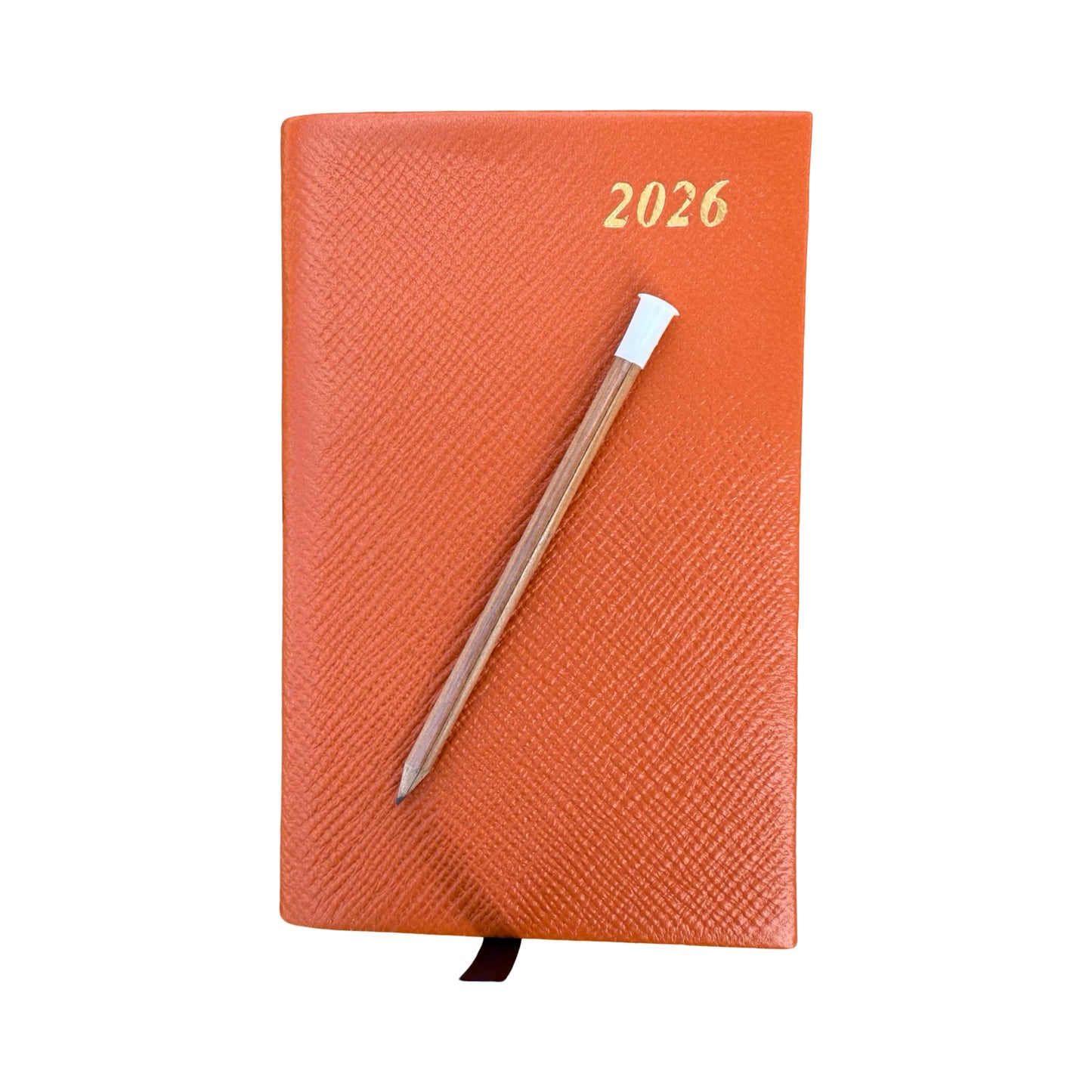 2026  D742LJ | Crossgrain Leather Calendar Book | One Week Per Opening | Pencil in Spine | 4" x 2.5" | Year 2026