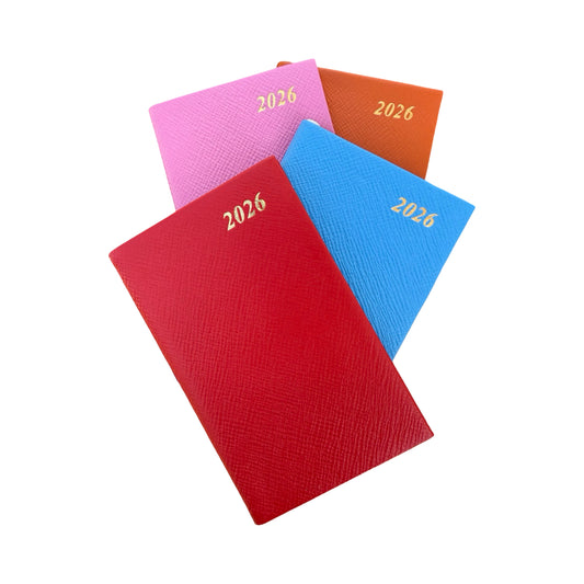 2026  D753LJ | Crossgrain Leather Calendar Book | One Week Per Opening | Pencil in Spine |  5" x 3" | Year 2026