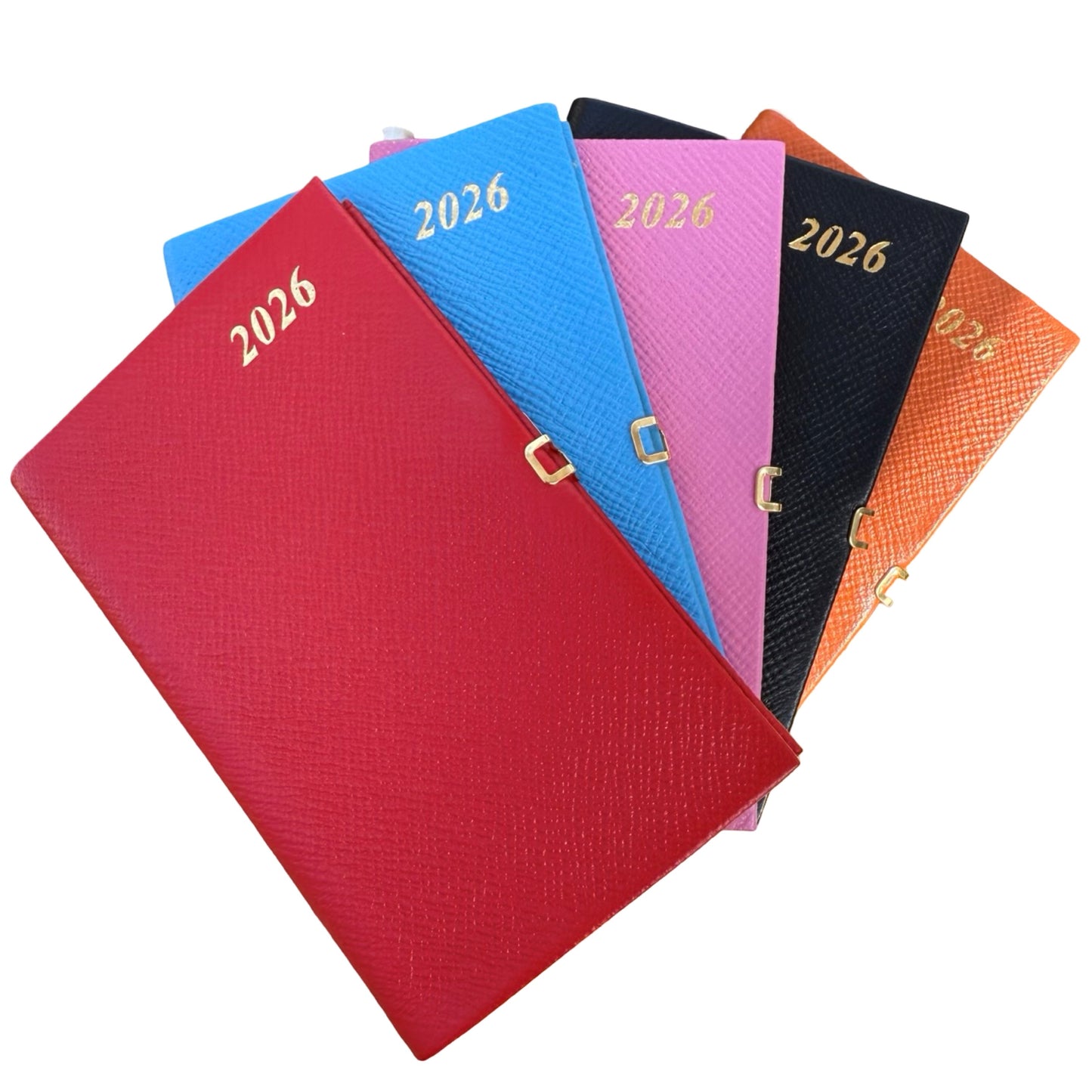 2026  D753LJC | Crossgrain Leather Calendar Book | One Week Per Opening | Pencil w/ Gold Clasp | 5" x 3" |  Year 2026